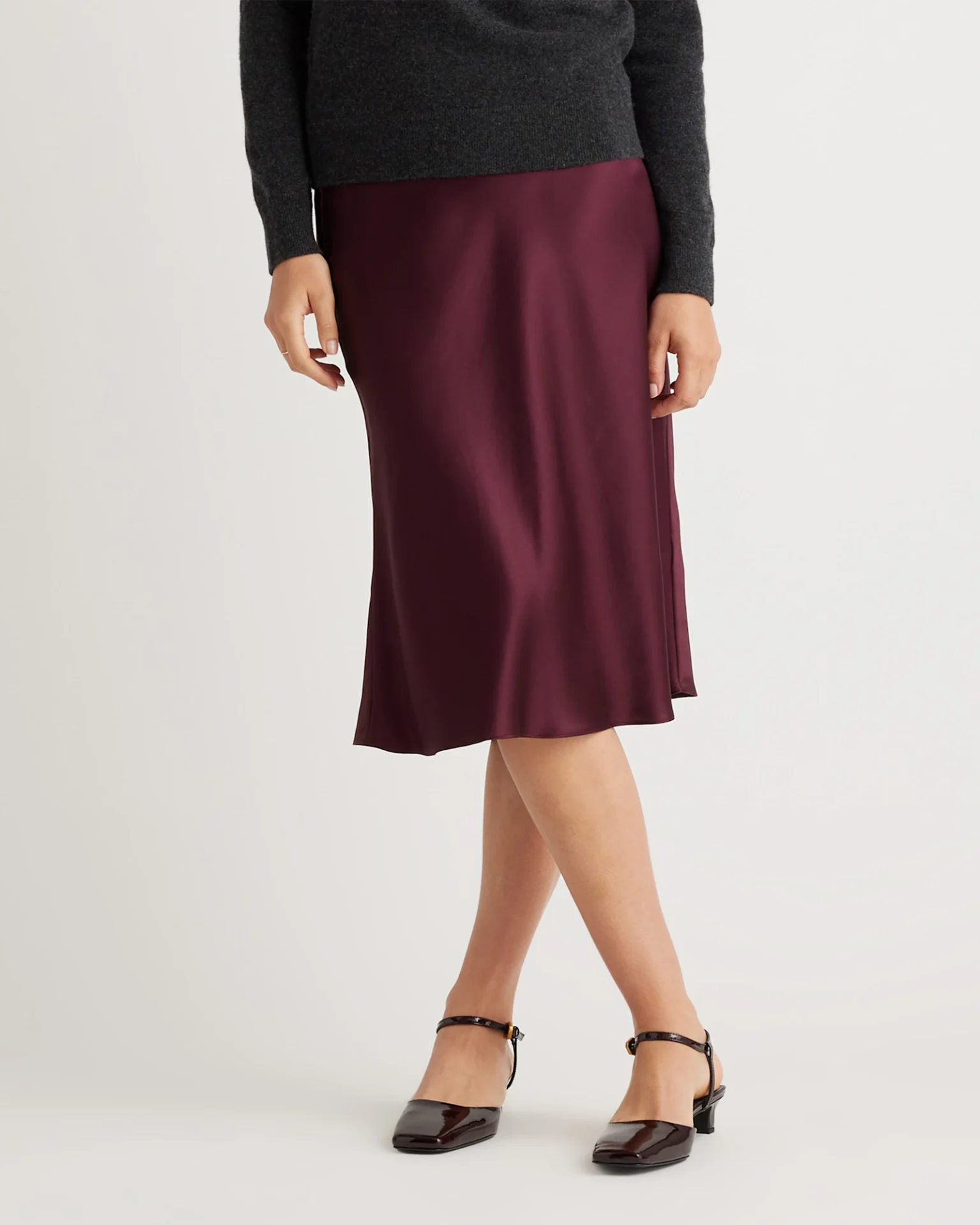 100% Washable Silk Skirt (Wine Tasting Red)