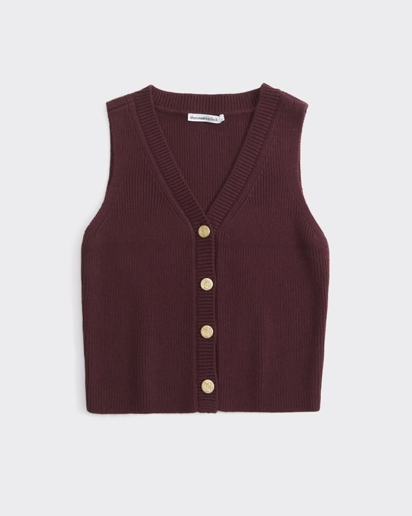V-Neck Sweater Vest (Red Wine)