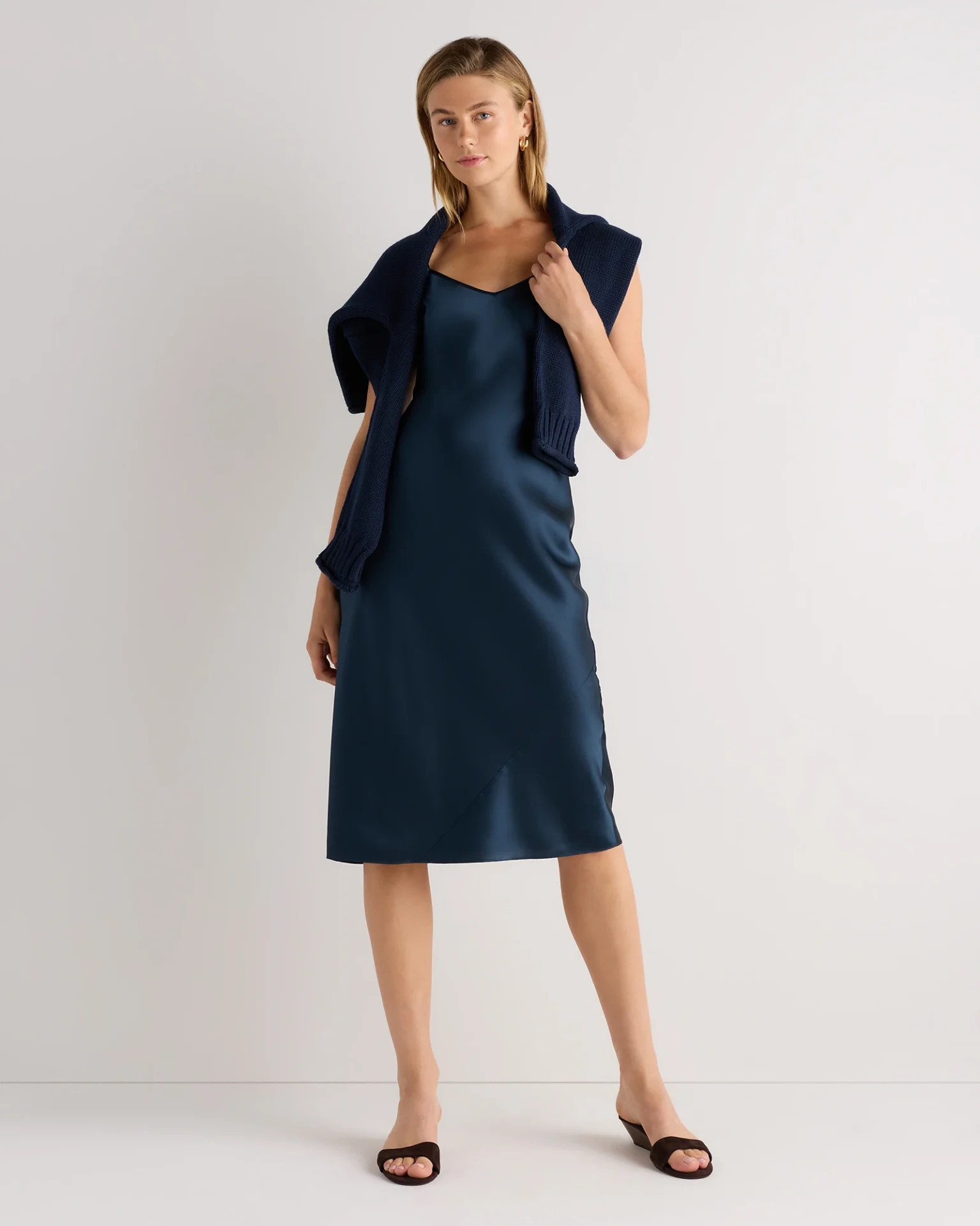 100% Washable Silk Slip Dress (Champagne)
