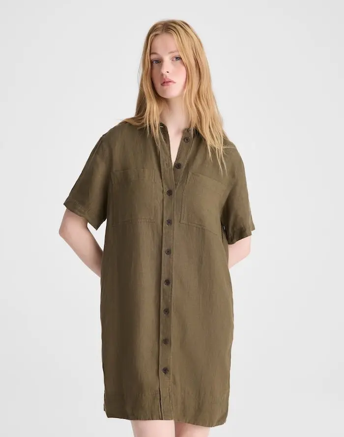 Relaxed Mini Shirtdress in 100% Linen