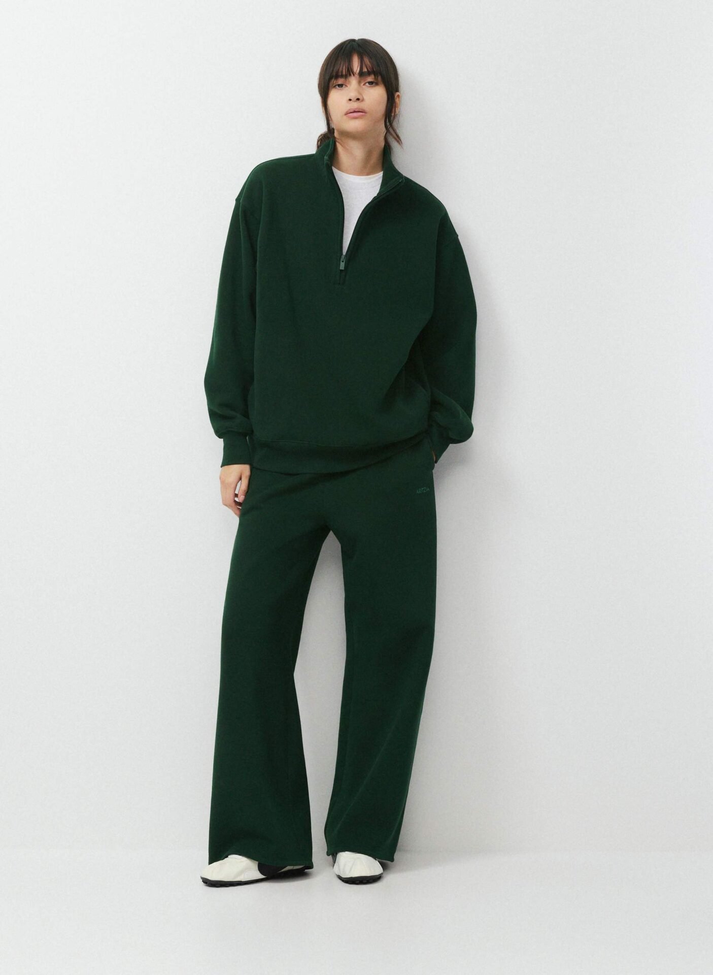 Cozy Sweatfleece Boyfriend 1/2 Zip Sweatshirt (Figtree Green)