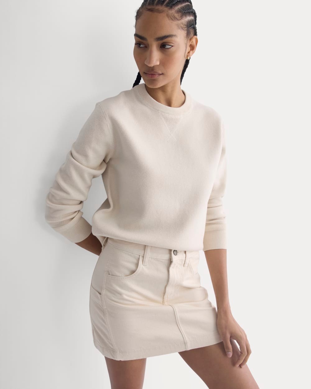 Denim Utility Mini Skirt (Calico Ecru)