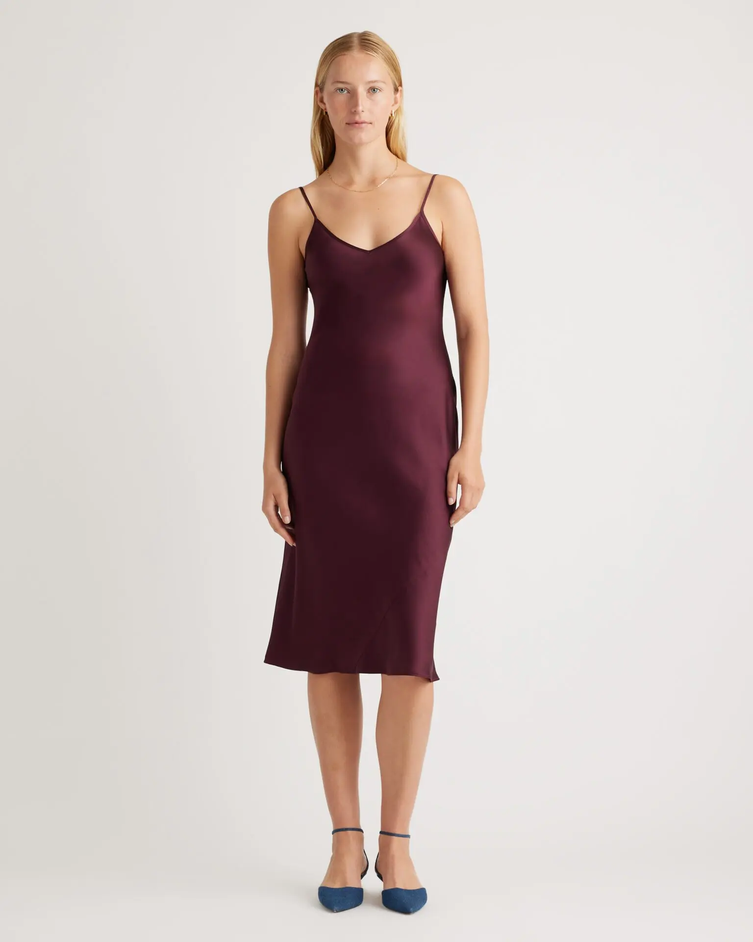 100% Washable Silk Slip Dress (Wine Tasting Red)