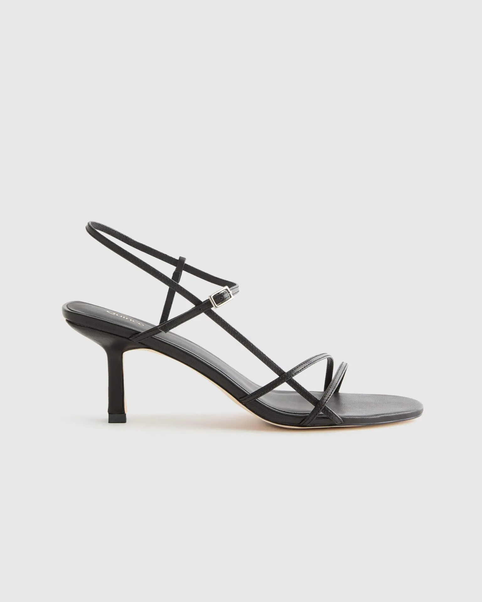 Italian Leather 70mm Strappy Heel (Black)