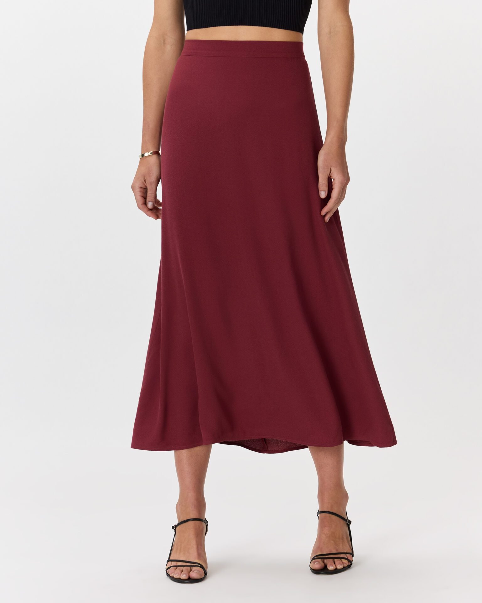 Lightweight Crepe Slip Skirt (Maroon)
