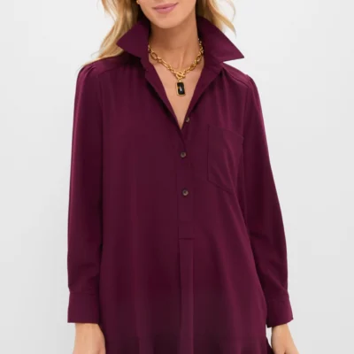 Winetasting Crepe Callahan Shirt Dress