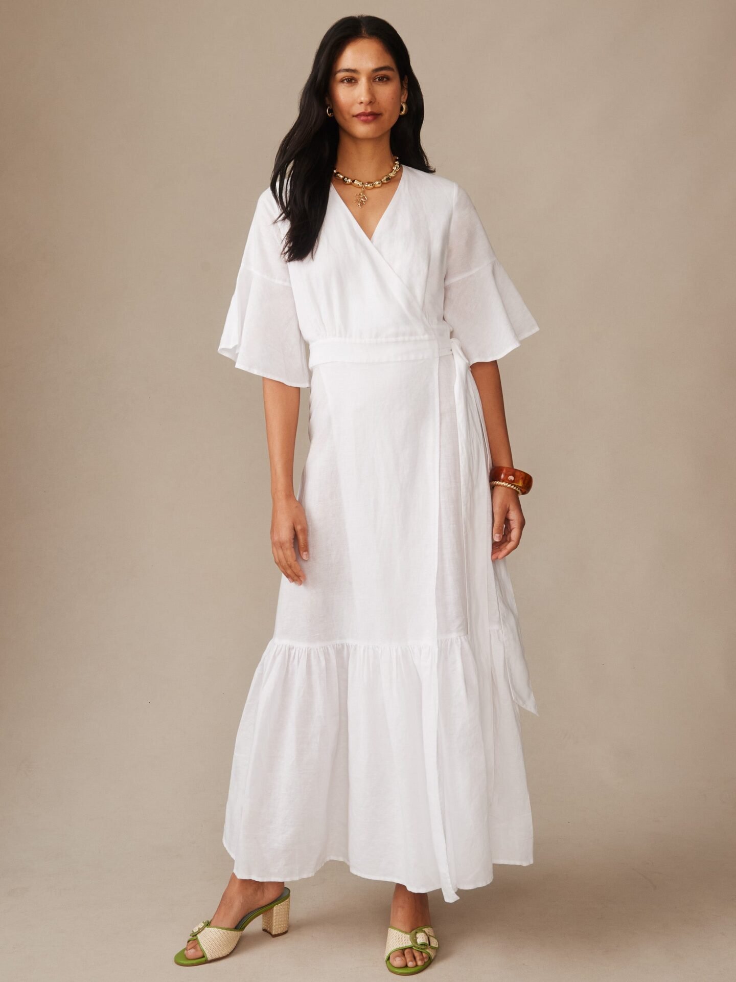 Emily Linen Blend Wrap Dress