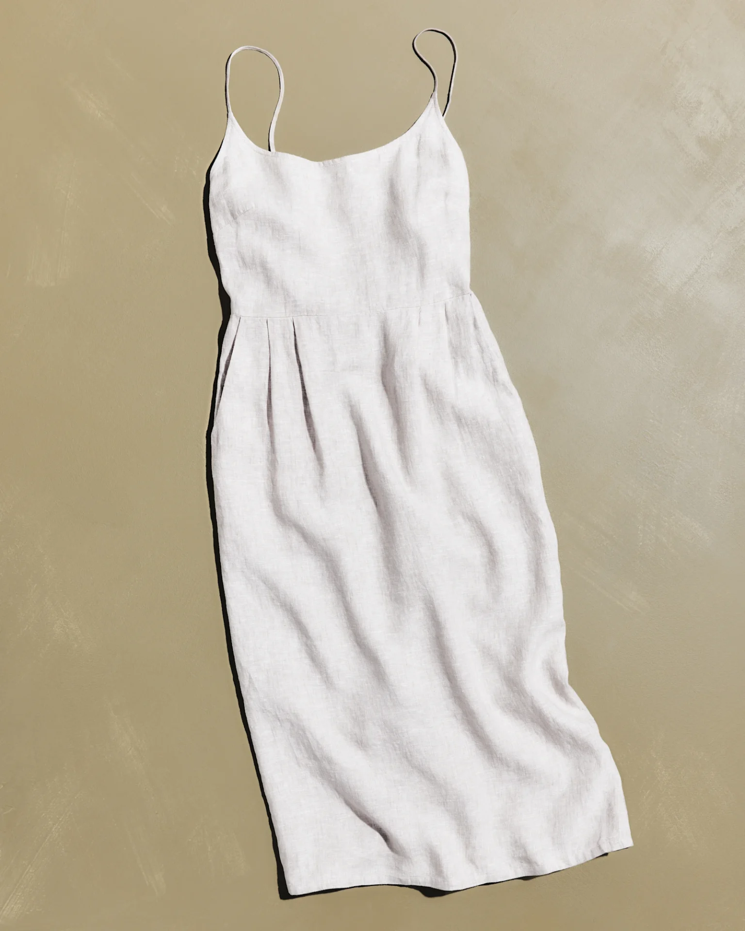 100% European Linen Scoop Neck Midi Dress (Flax)