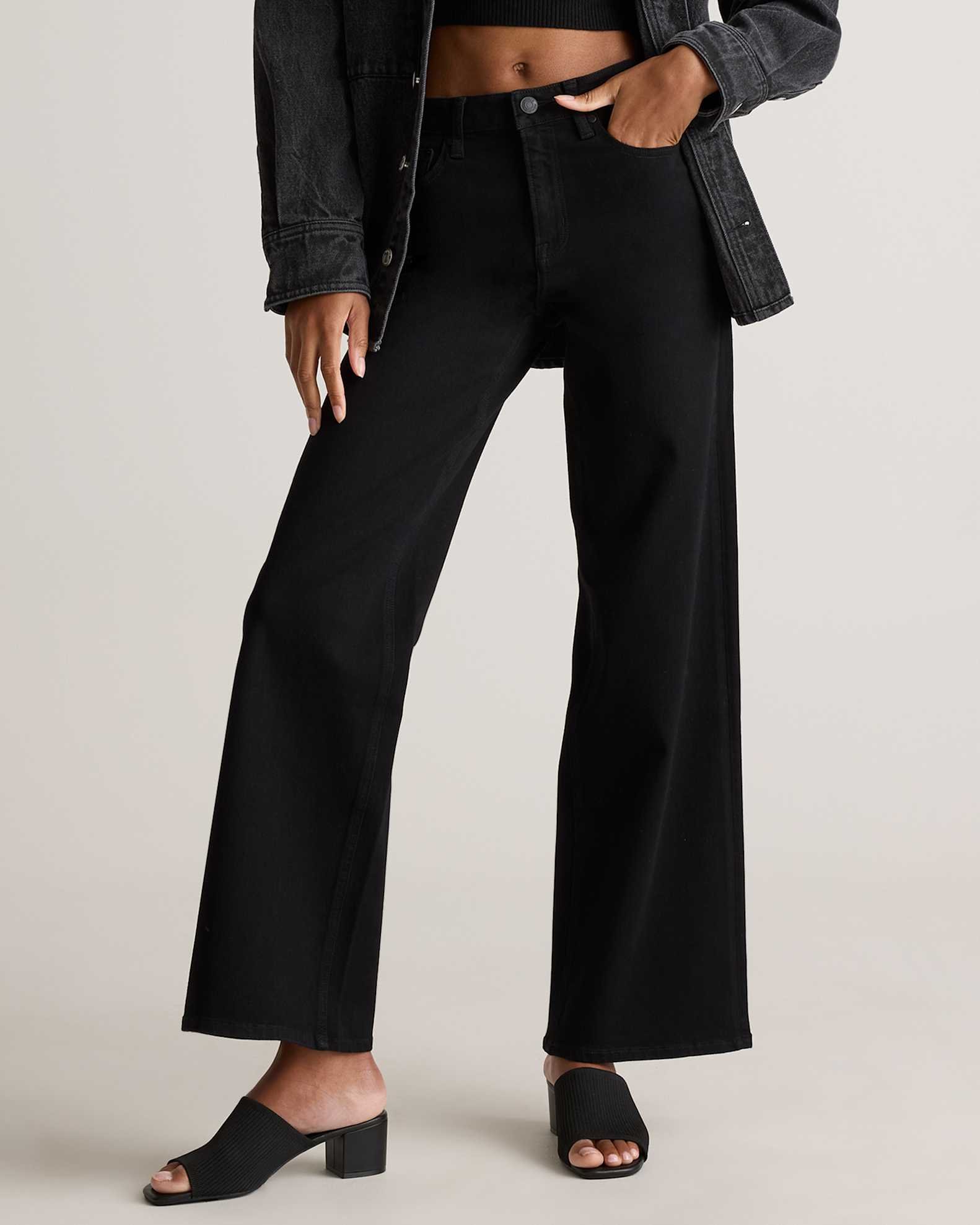 Bella Stretch Wide Leg Jeans (Black)