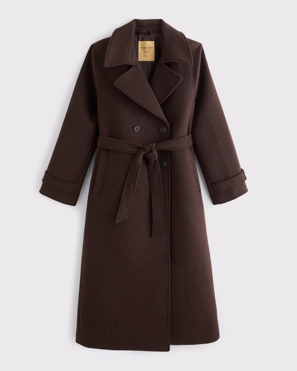 Carrie Wool-Blend Trench Coat (Brown)