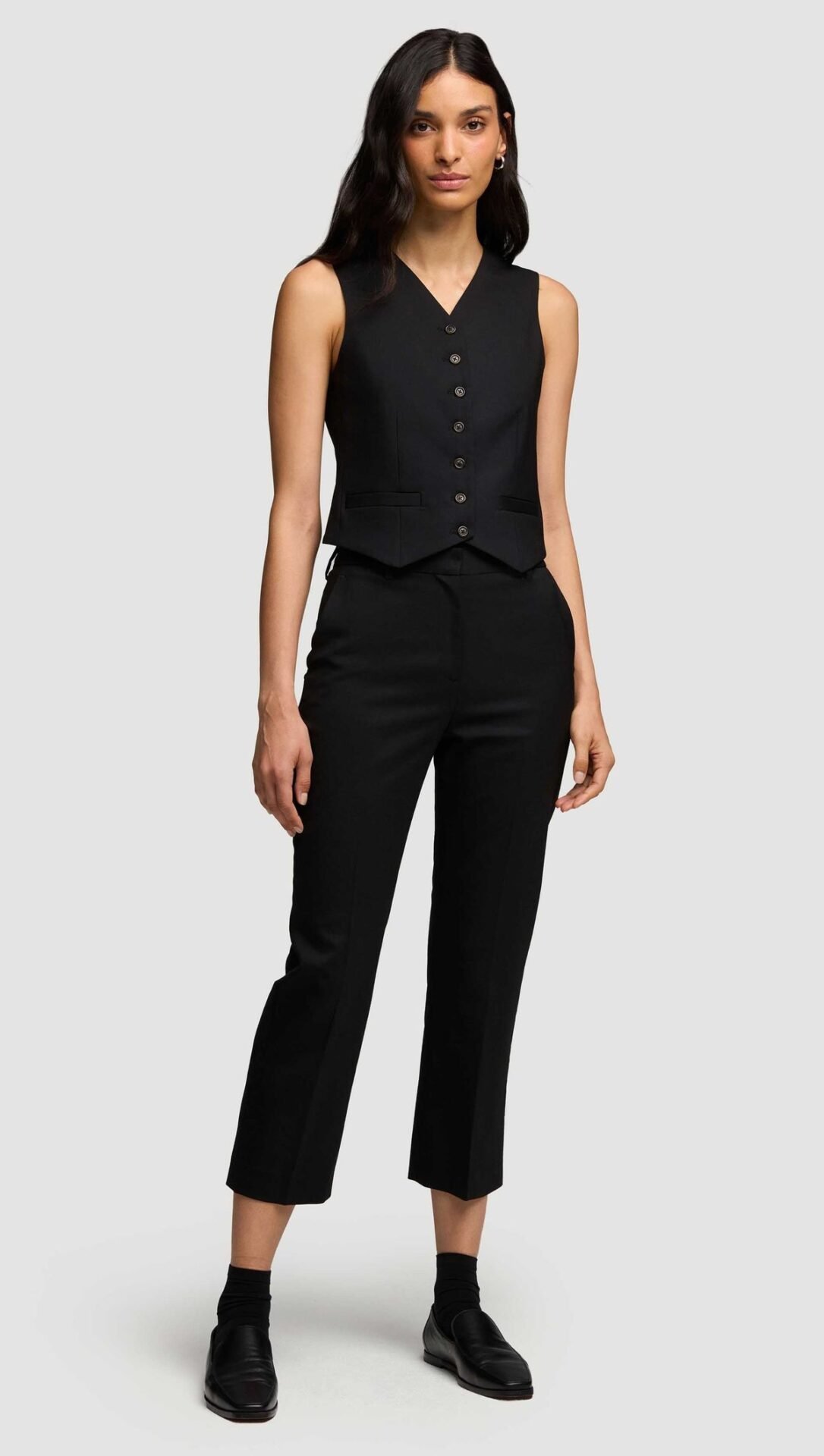 Cropped Straight Leg Trouser in Seasonless Wool (Midnight)