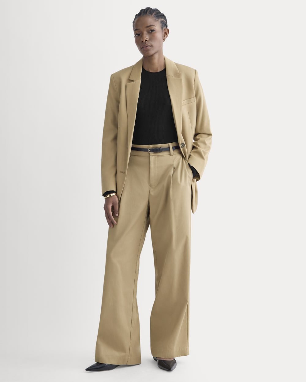 Wide-Leg Trouser in Buttersmooth (Ash Brown)