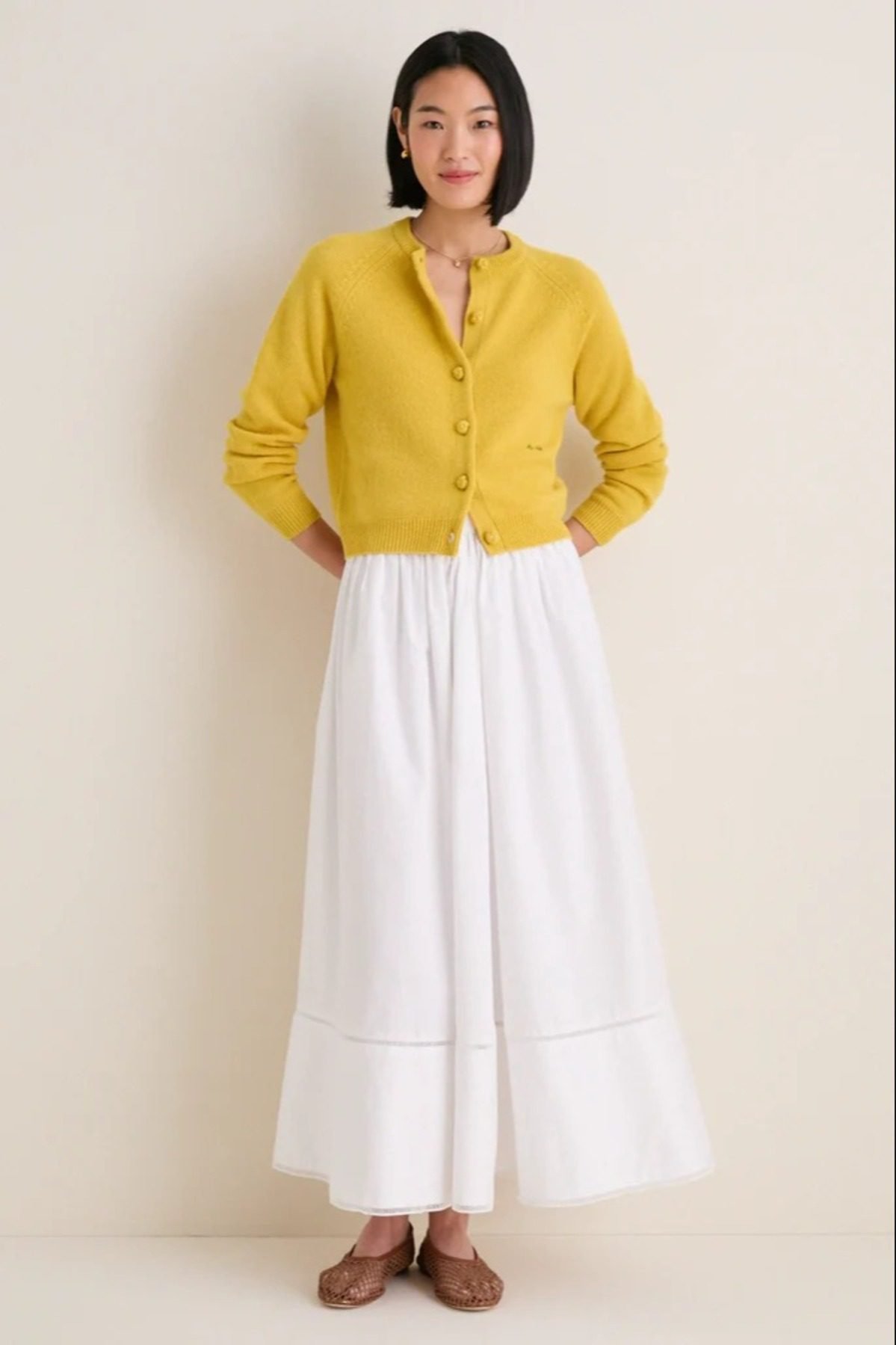 Marigold Cashmere Knot Button Phoebe Cardigan