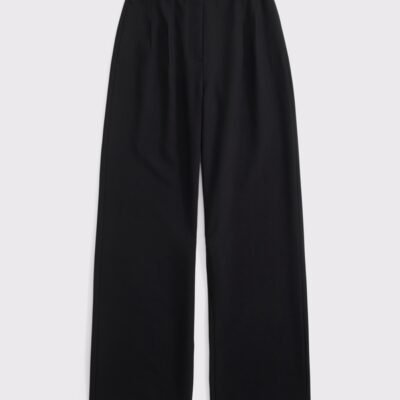 A&F Sloane Tailored Belted Wide Leg Pant (Black)