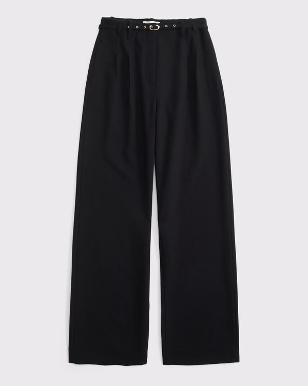 A&F Sloane Tailored Belted Wide Leg Pant (Black)