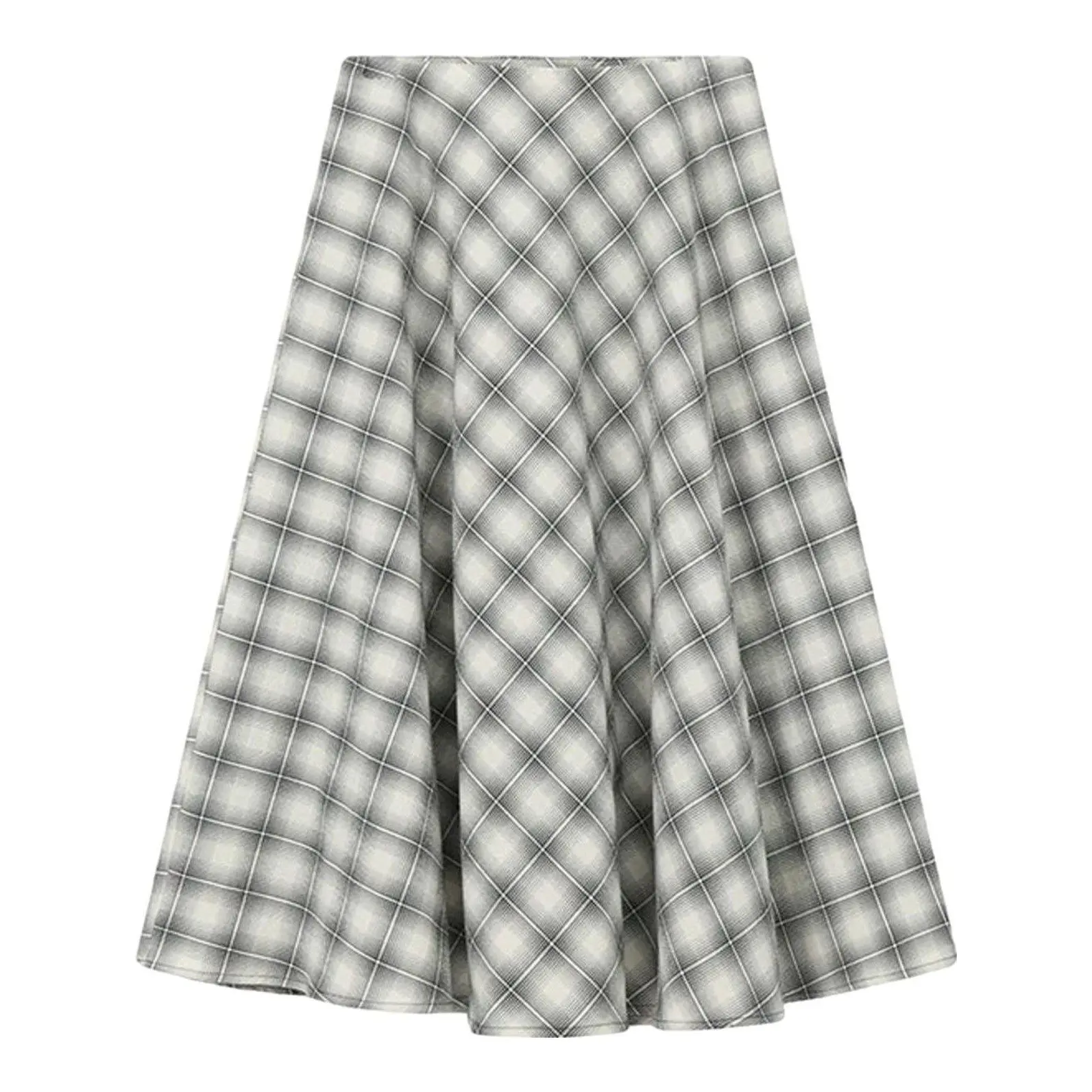 A-Line Plaid Midi Skirt (Red / Oversized Gingham)