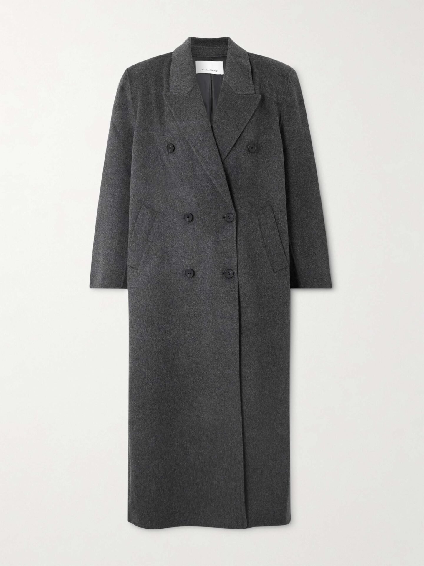 Gaia Double-Breasted Wool-Blend Coat (Dark Gray)