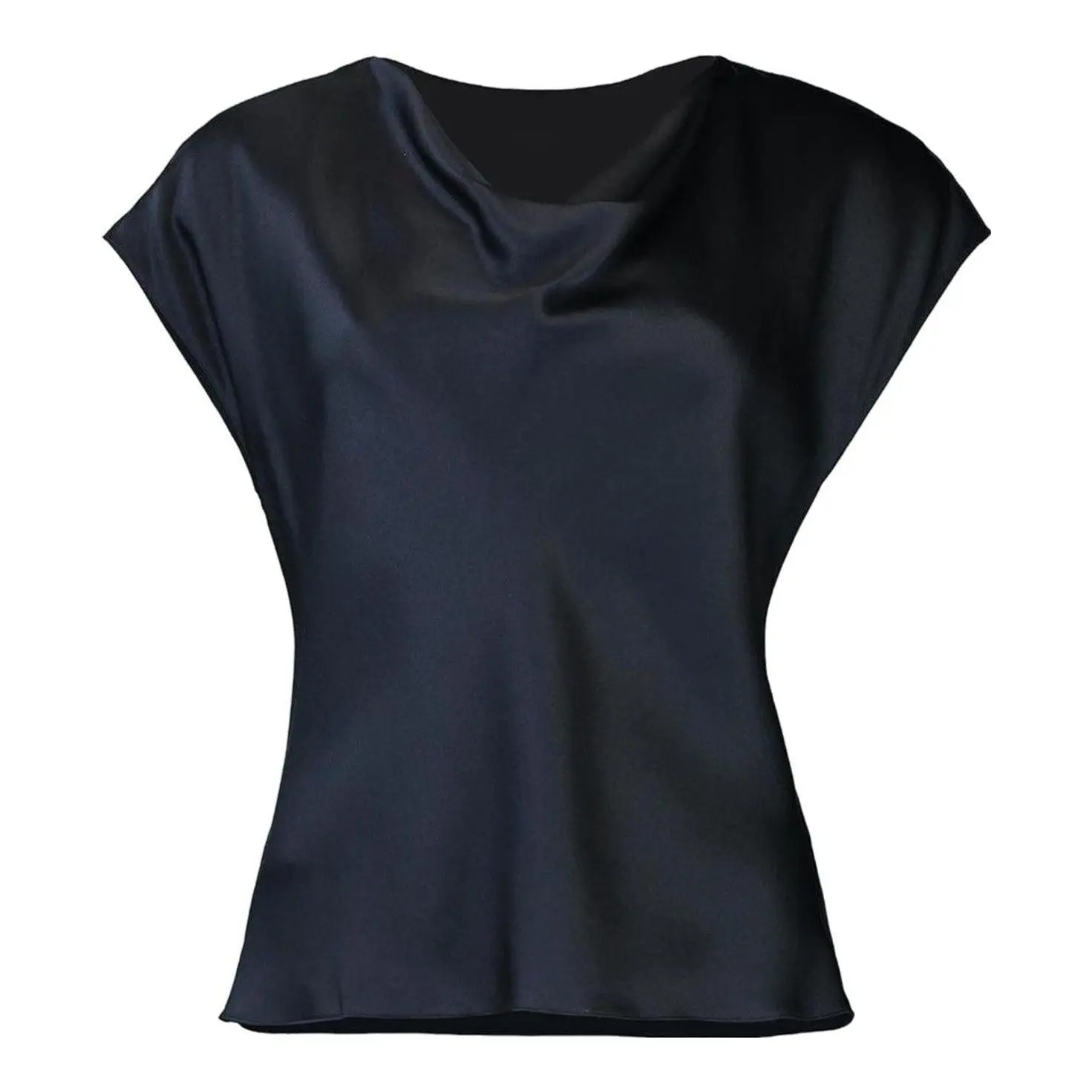 Silk Cowl-Neck Blouse - Black