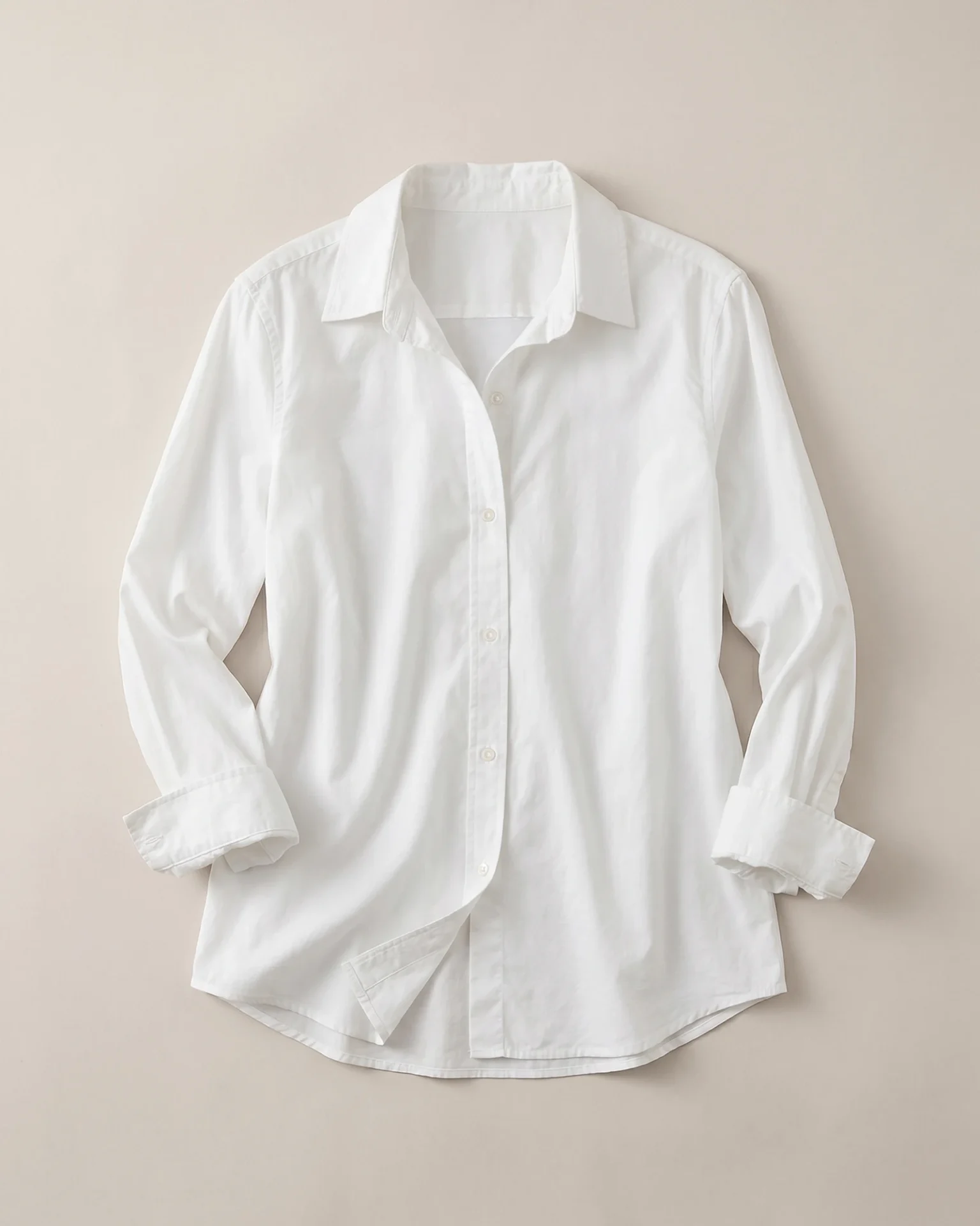 100% Organic Cotton Poplin Long Sleeve Shirt (Classic White)