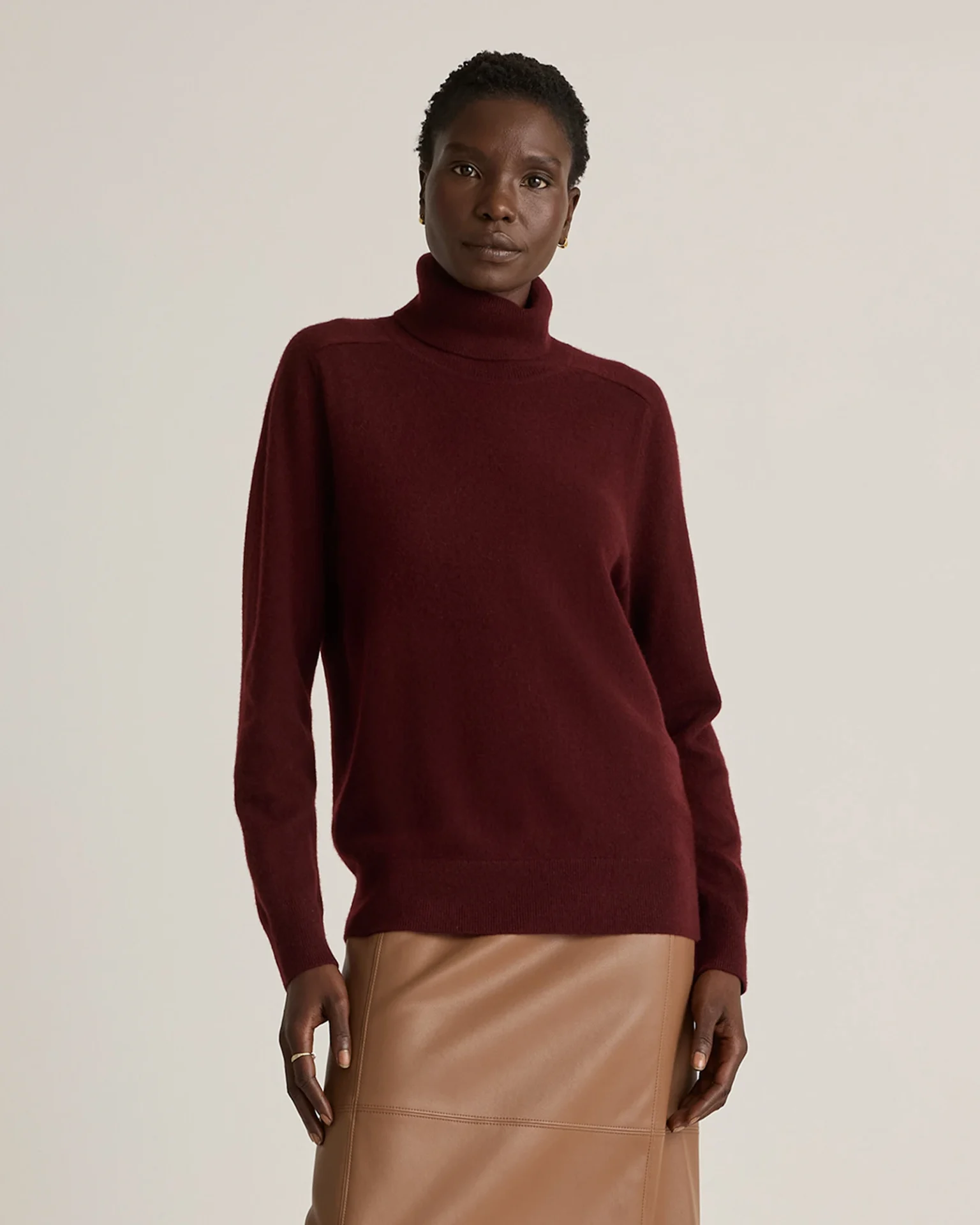 Cashmere Turtleneck Sweater (Rich Burgundy)