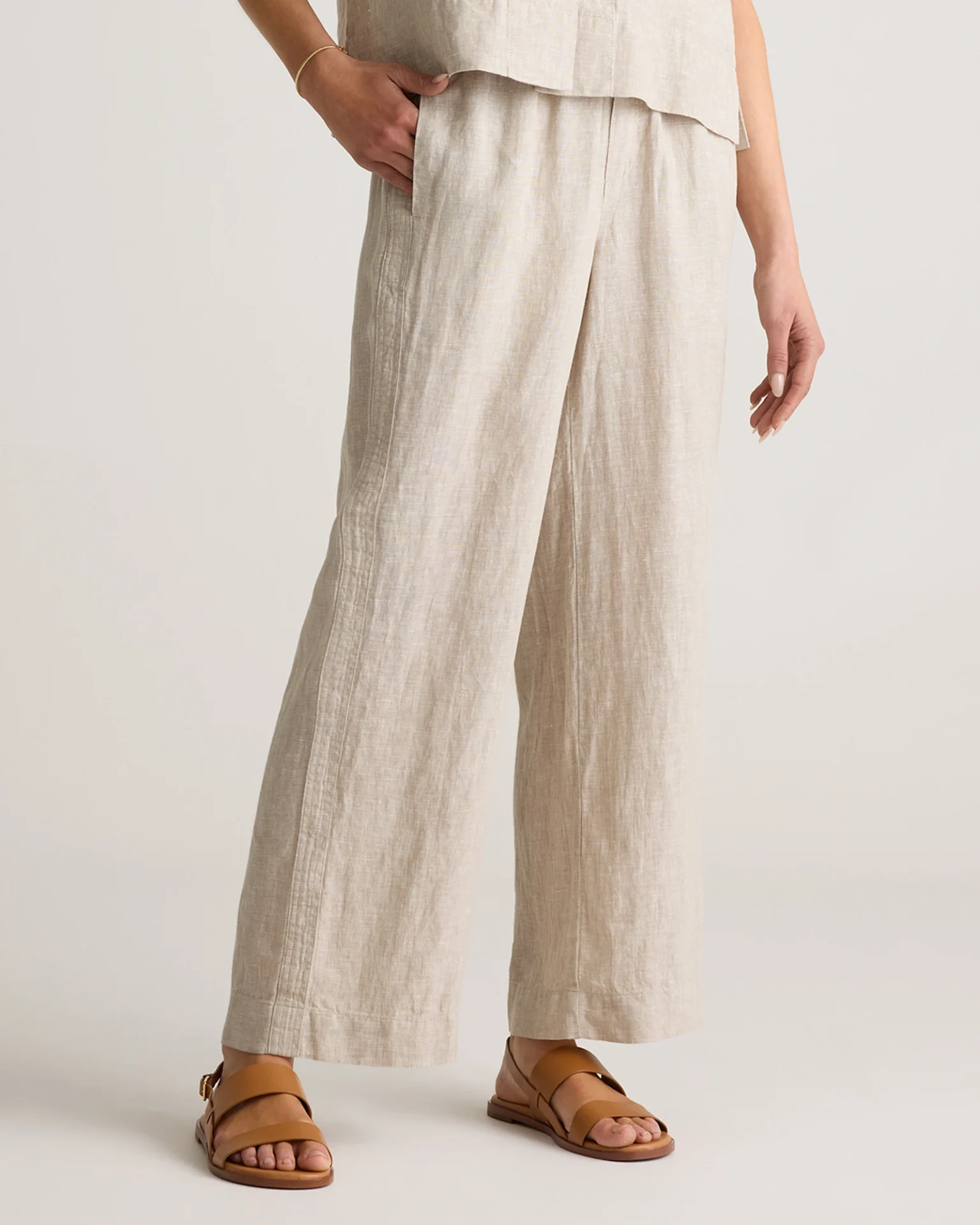 100% European Linen Wide Leg Pants (Flax)