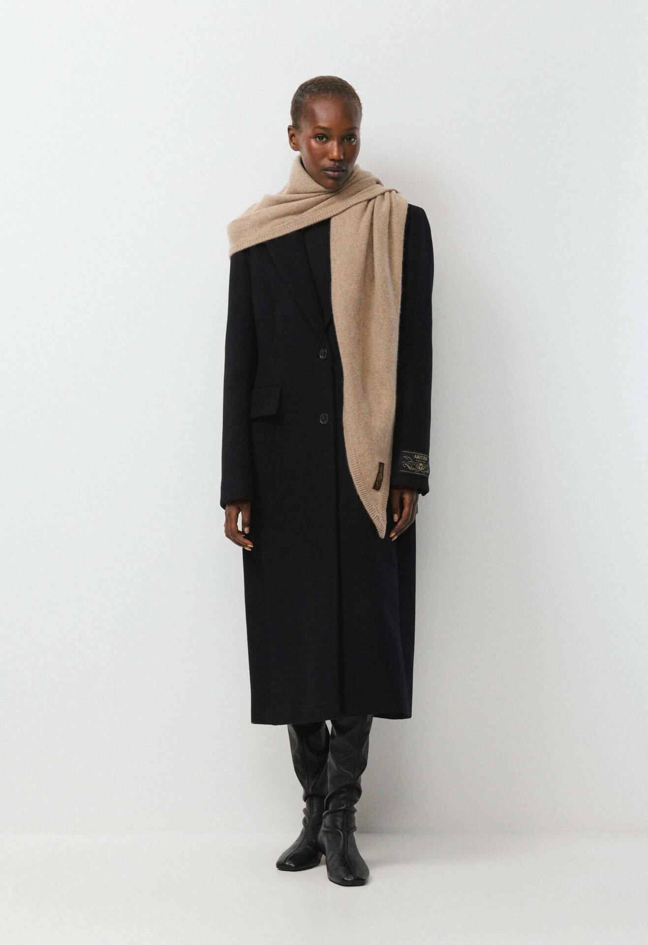 Essential Cashmere Key Large Triangle Scarf (Heather Nomad Taupe)