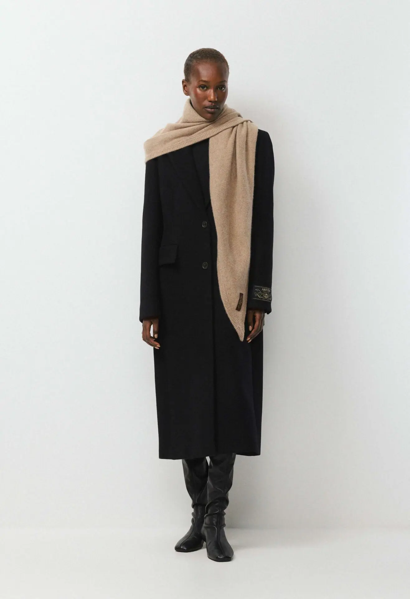 Essential Cashmere Key Large Triangle Scarf (Heather Nomad Taupe)