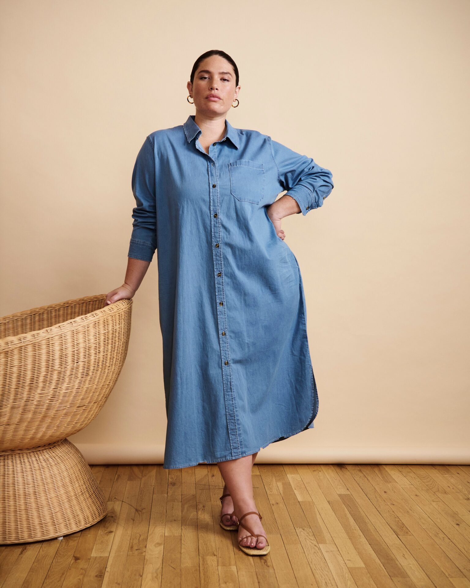Odeon Stretch Cotton Chambray Shirtdress