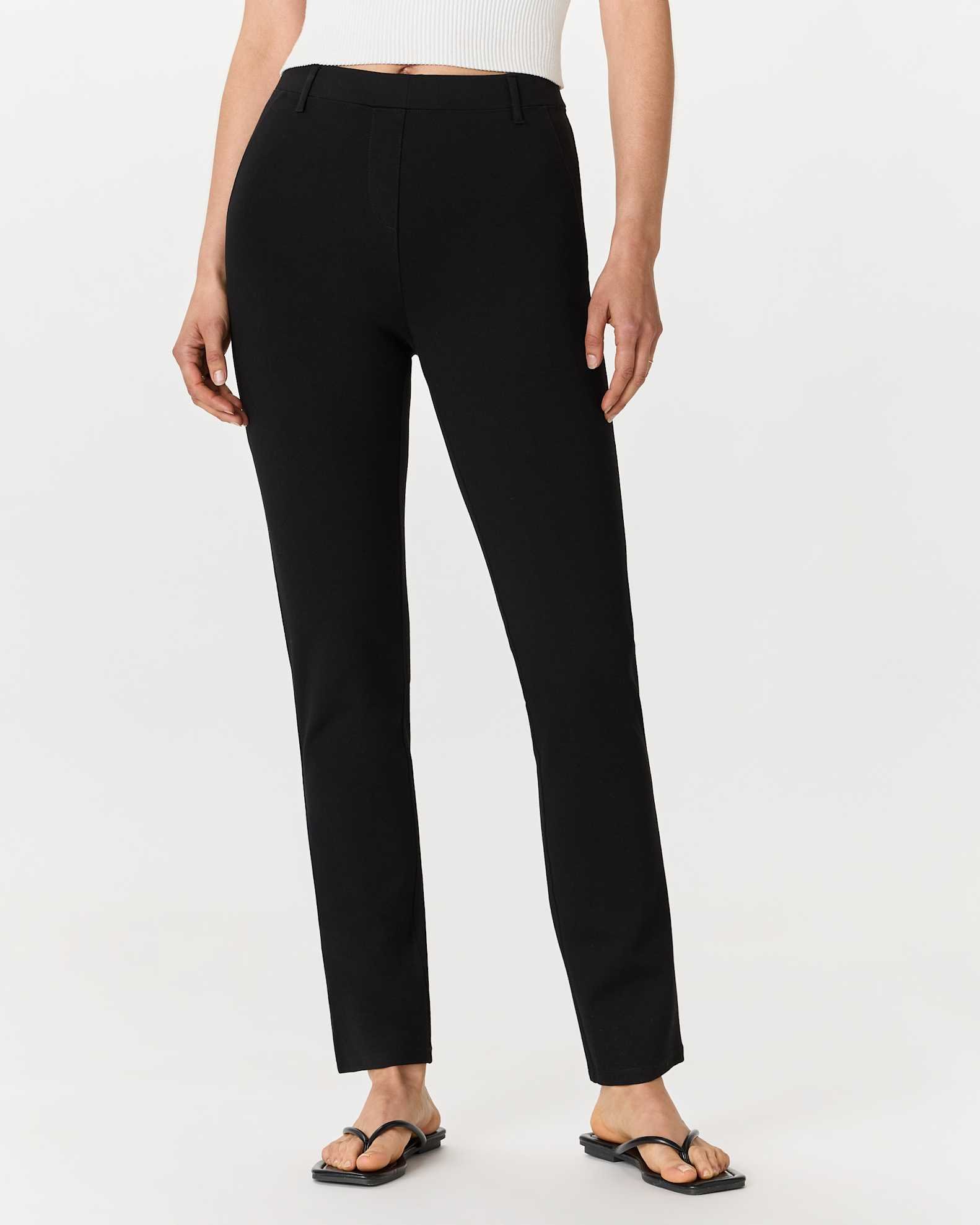 Ultra-Stretch Ponte Straight Leg Pants (Black)
