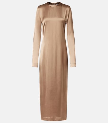 Satin Maxi Dress (Beige)