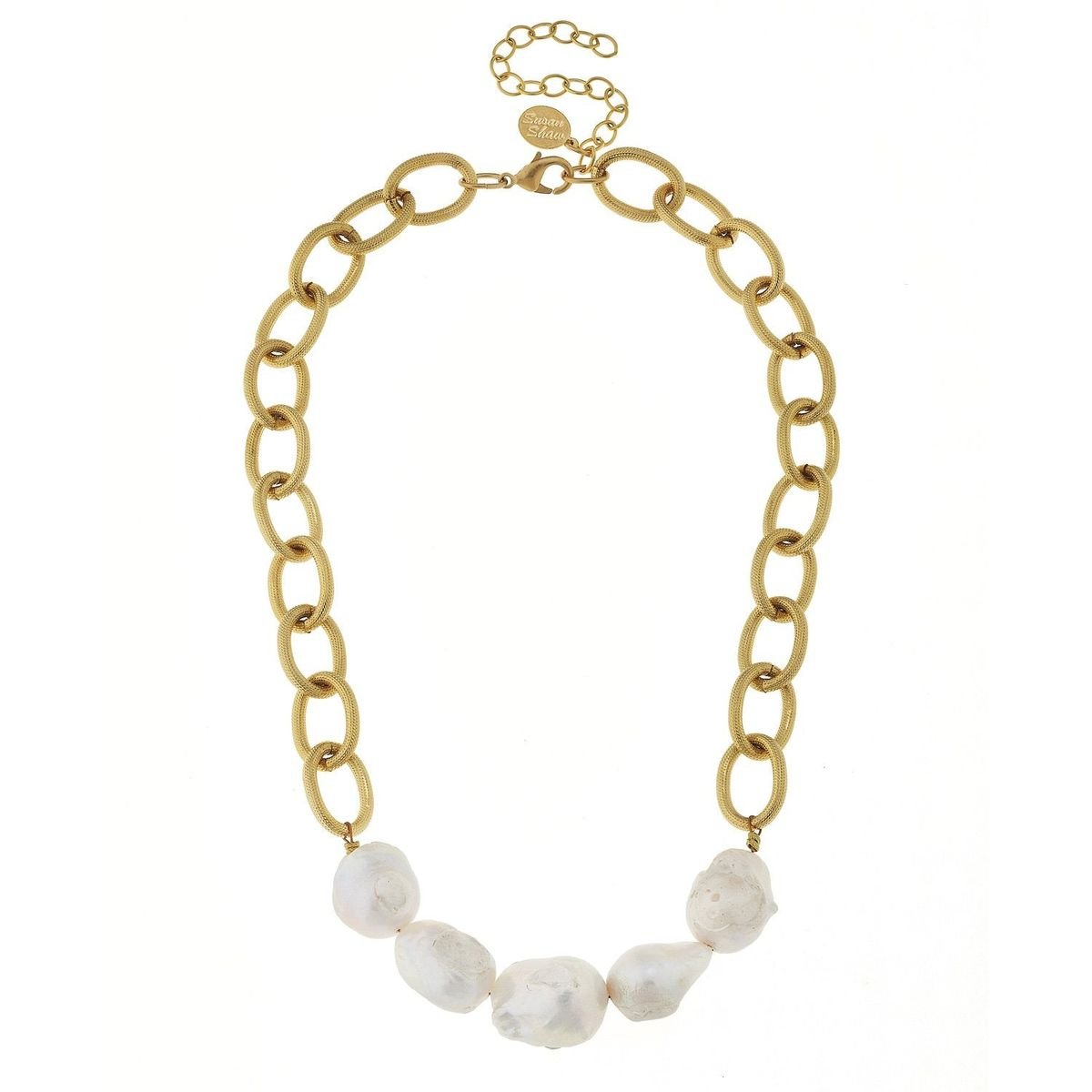 Baroque Pearl Chain Necklace (Gold Chain & Baroque Pearl Accent Necklace)