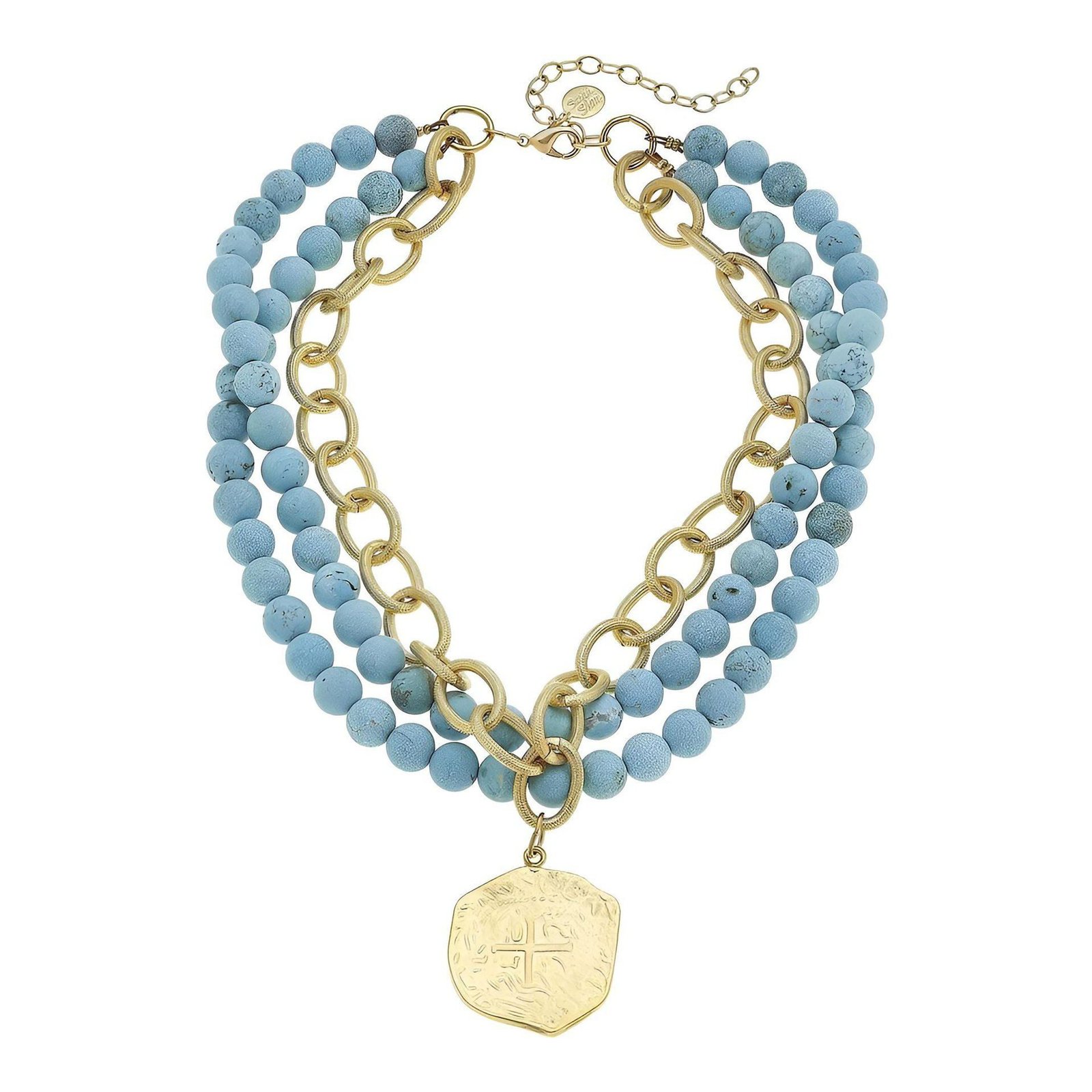 Multi Strand Turquoise + Coin Necklace