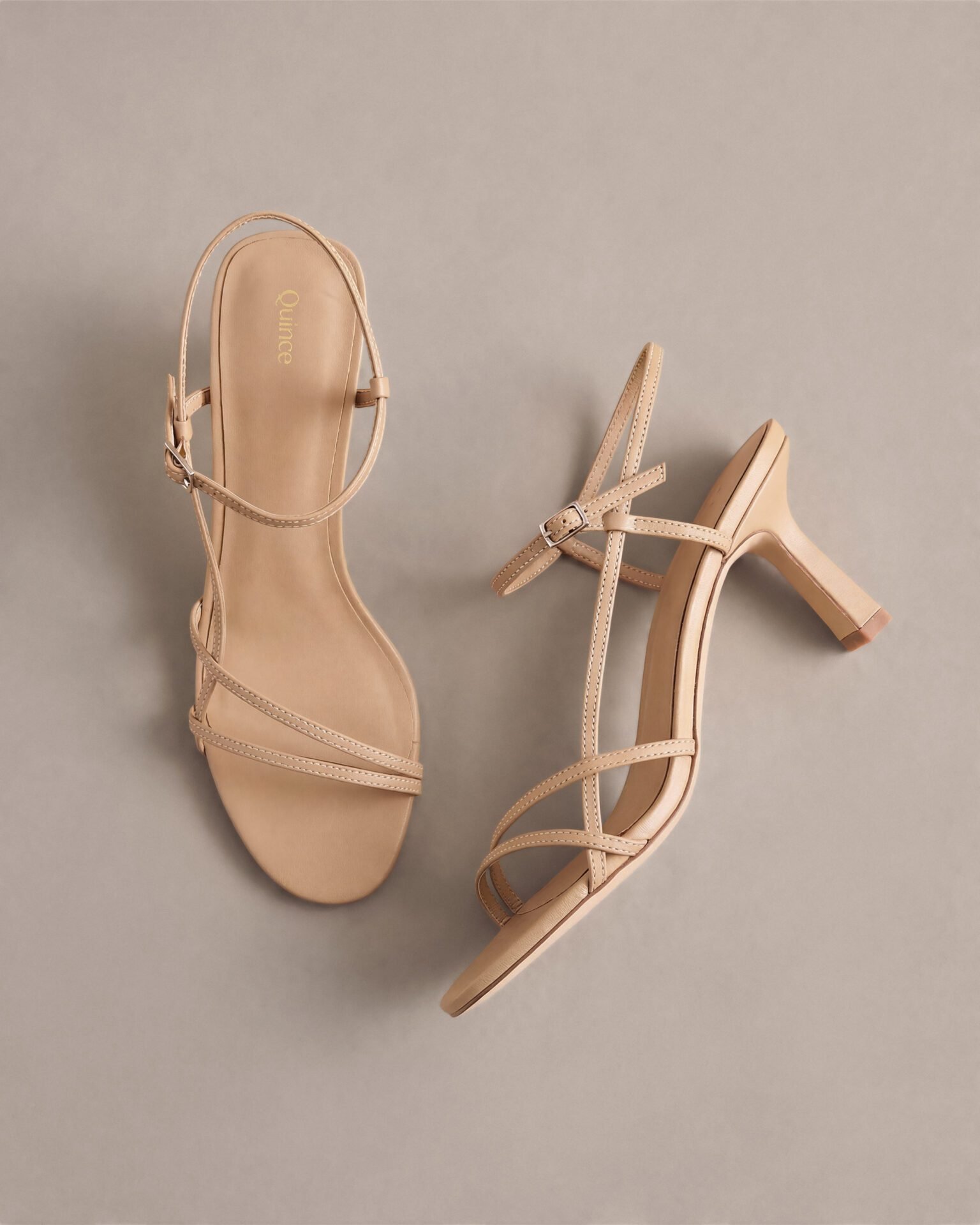 Italian Leather 70mm Strappy Heel (Cashew)