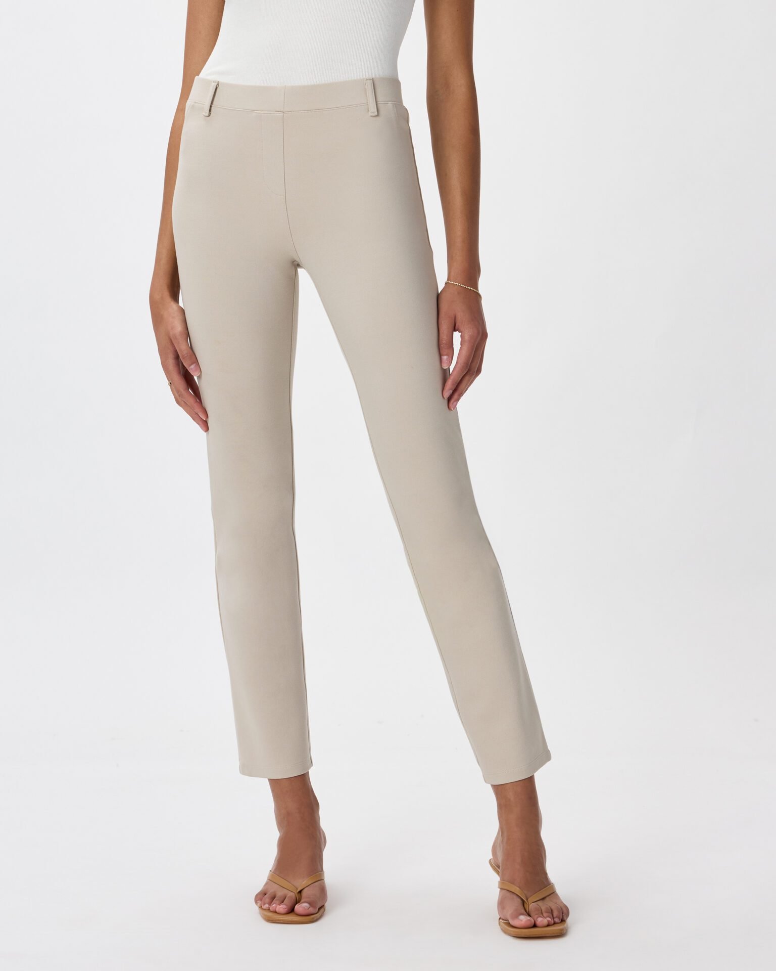 Ultra-Stretch Ponte Straight Leg Pants (Ecru)