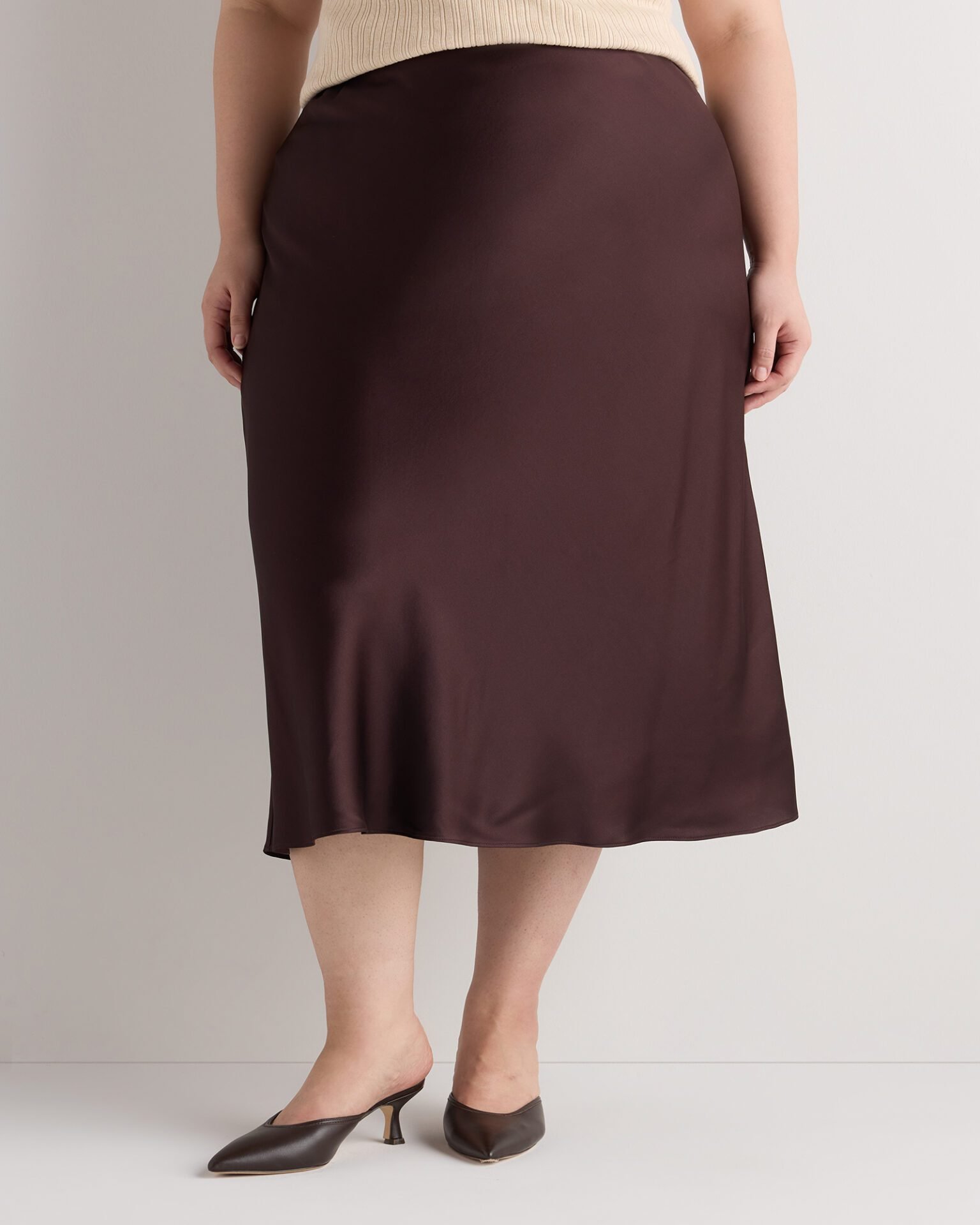 100% Washable Silk Skirt (Chocolate Plum Brown)