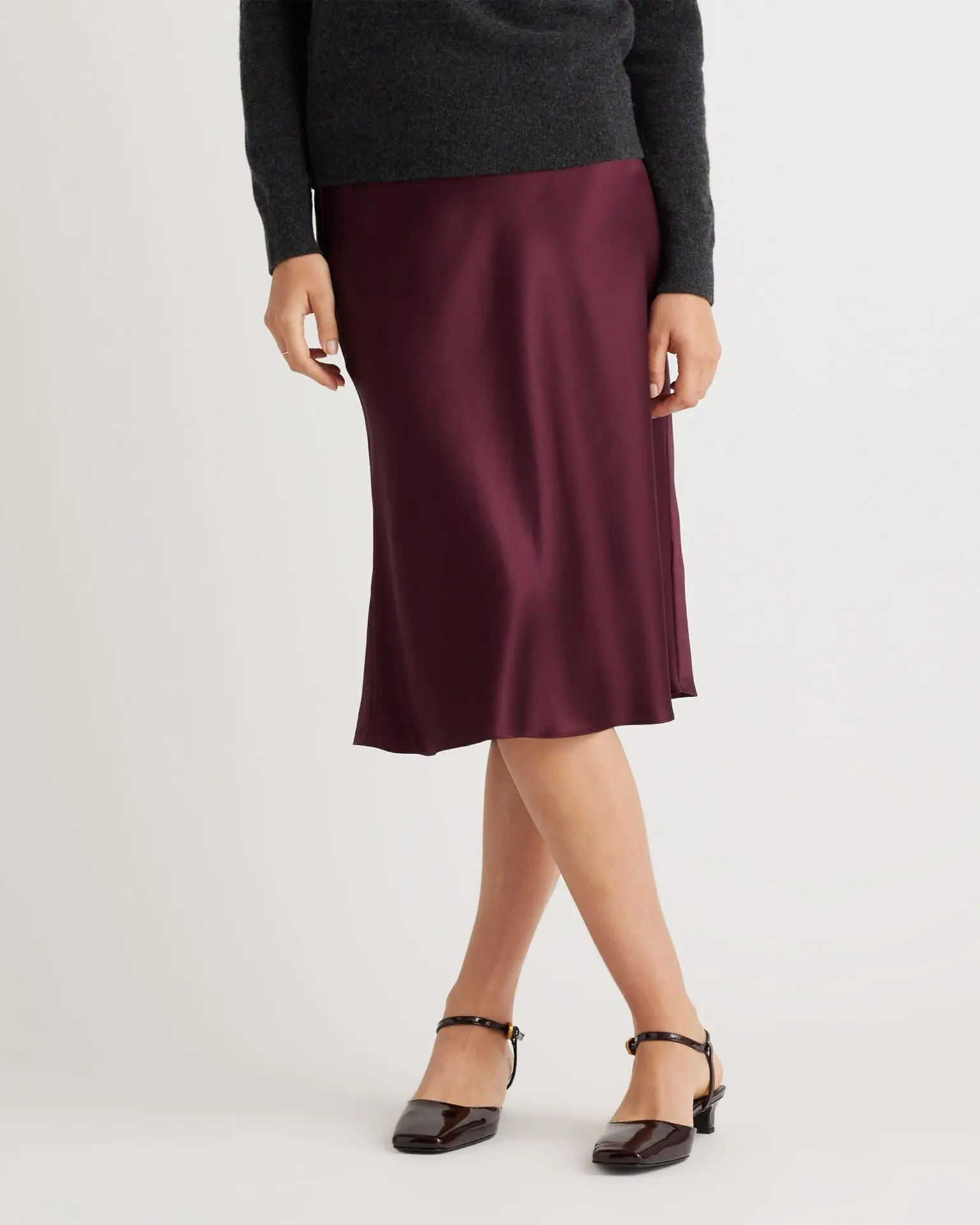 100% Washable Silk Skirt (Wine Tasting Red)