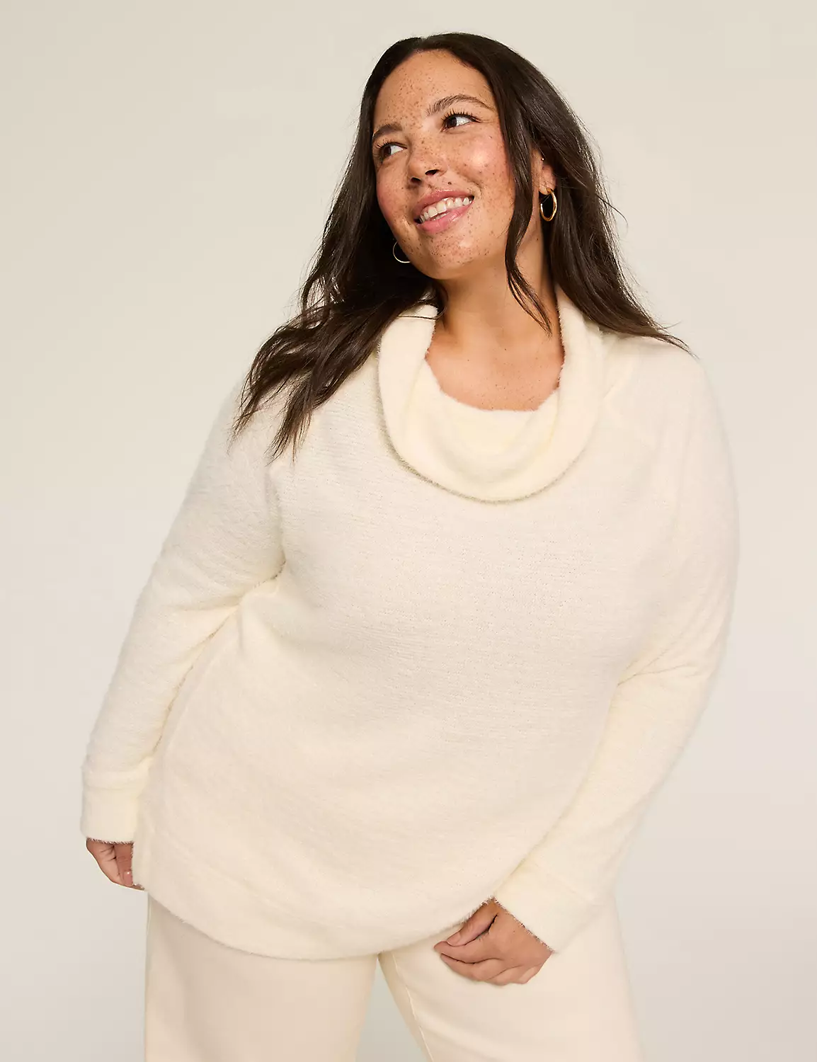 Cowl-Neck Textured Pullover (Winetasting)