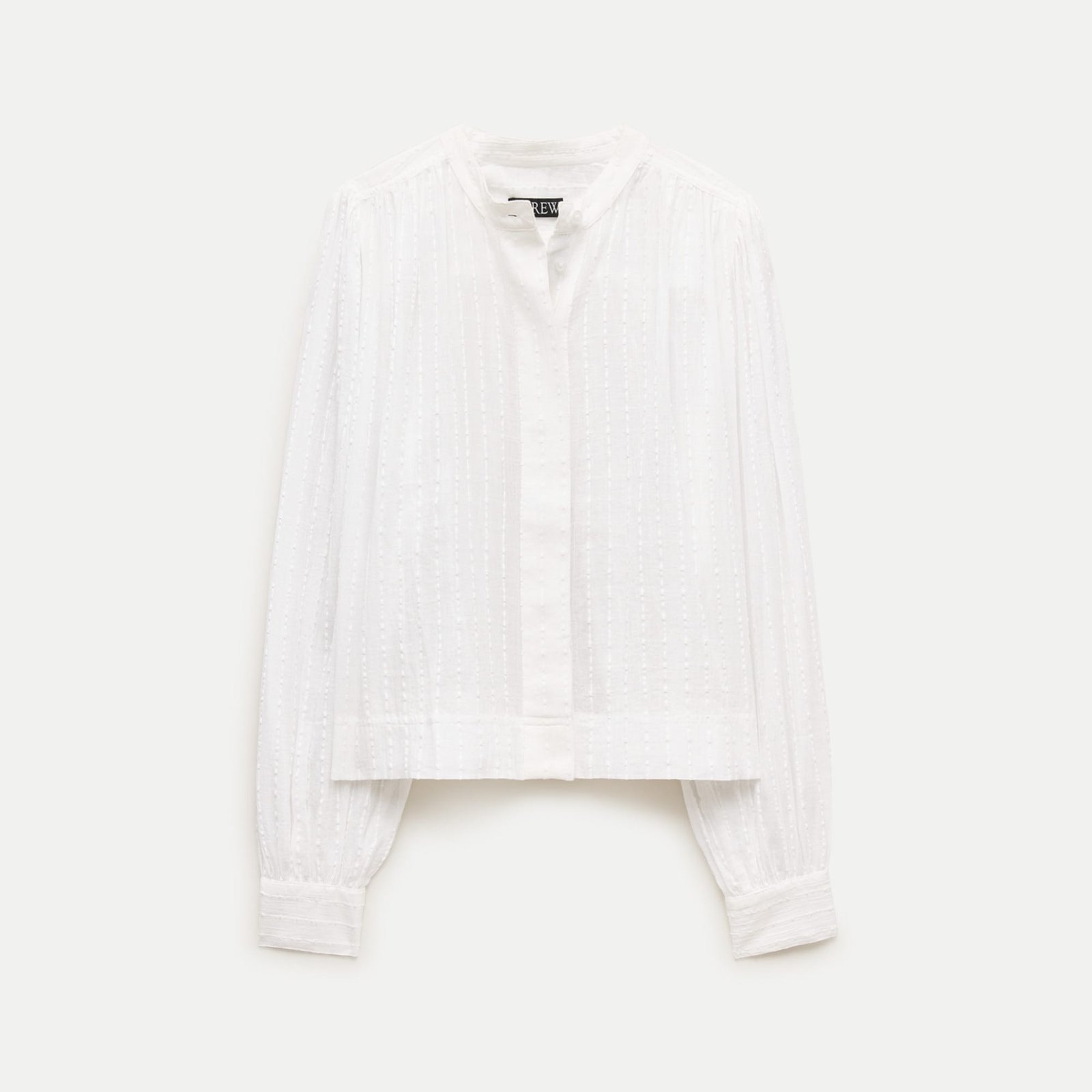 Button-Front Blouse in Striped Textured Cotton