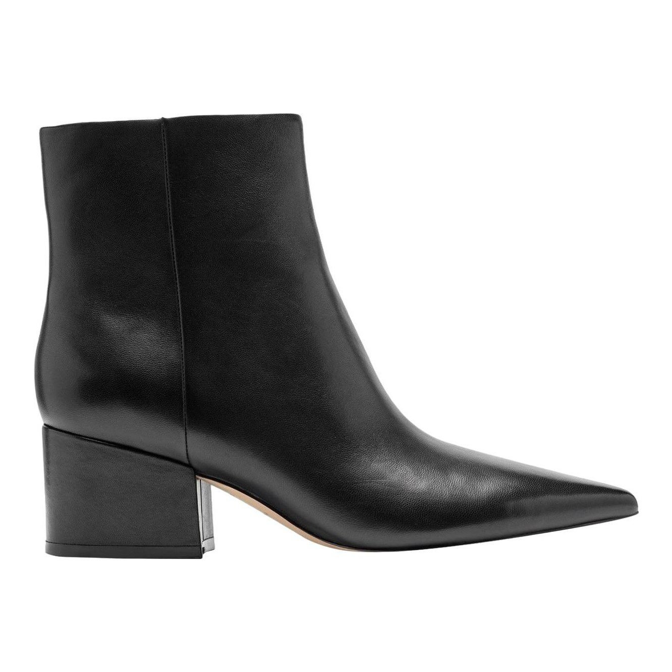 Alfie Block Heel Leather Ankle Bootie (Black Leather)