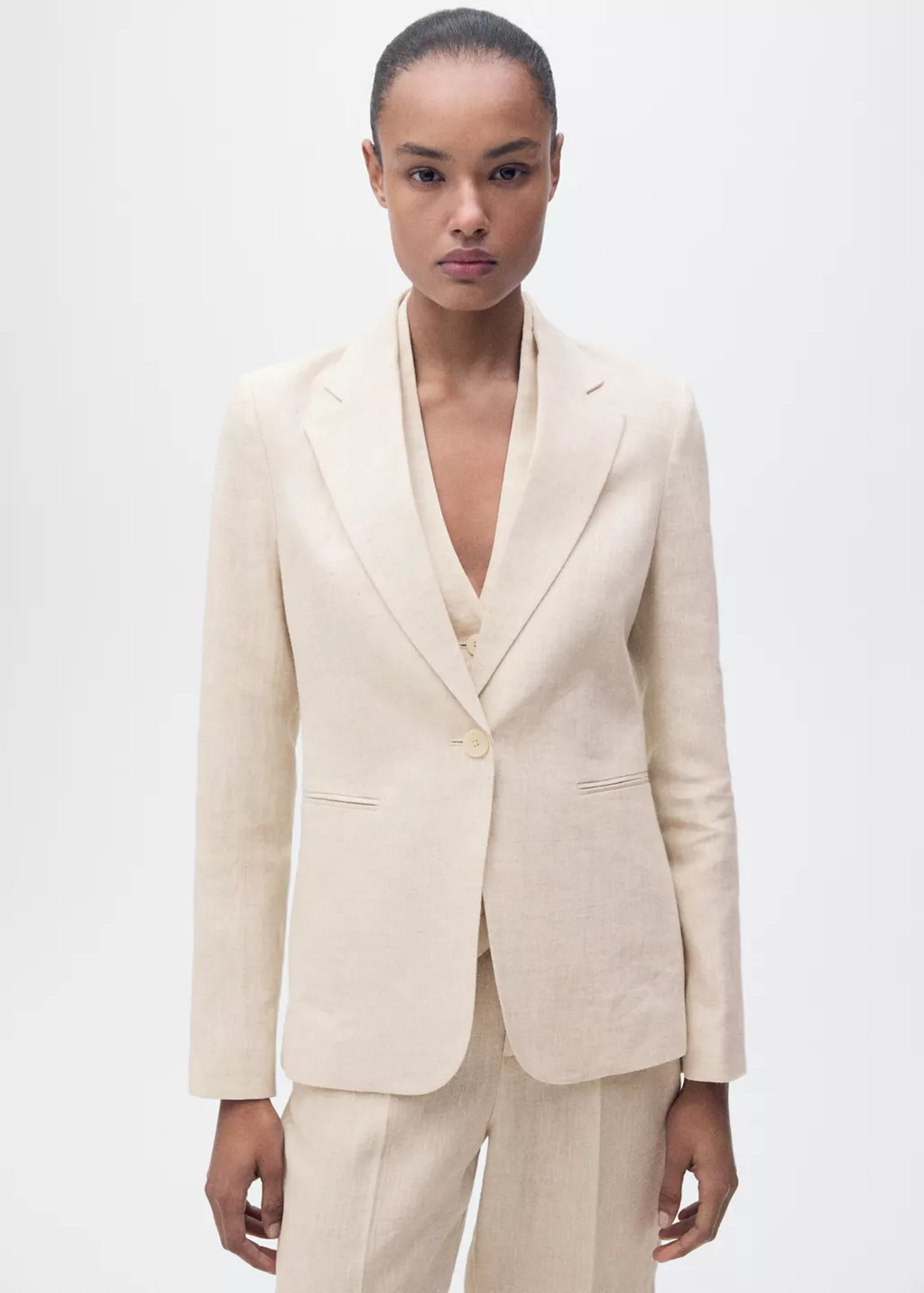 Linen Suit Jacket (Light/Pastel Grey)