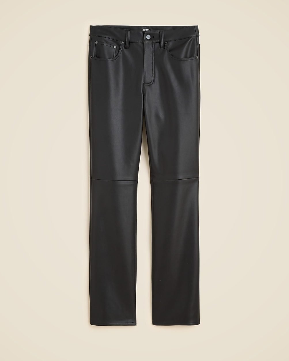 Nipped Straight Pant in Faux Leather (Black)