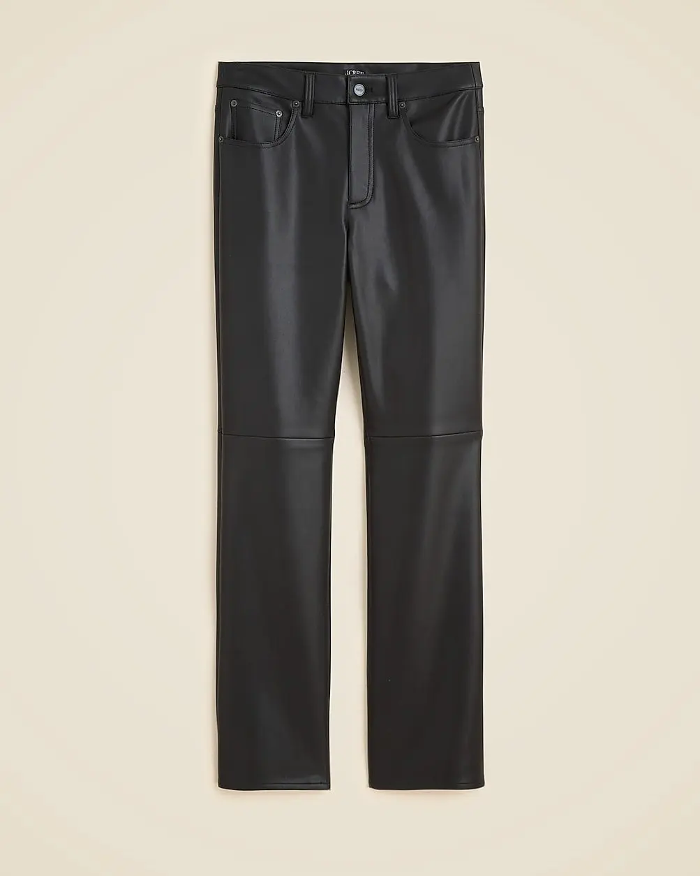 Nipped Straight Pant in Faux Leather (Black)