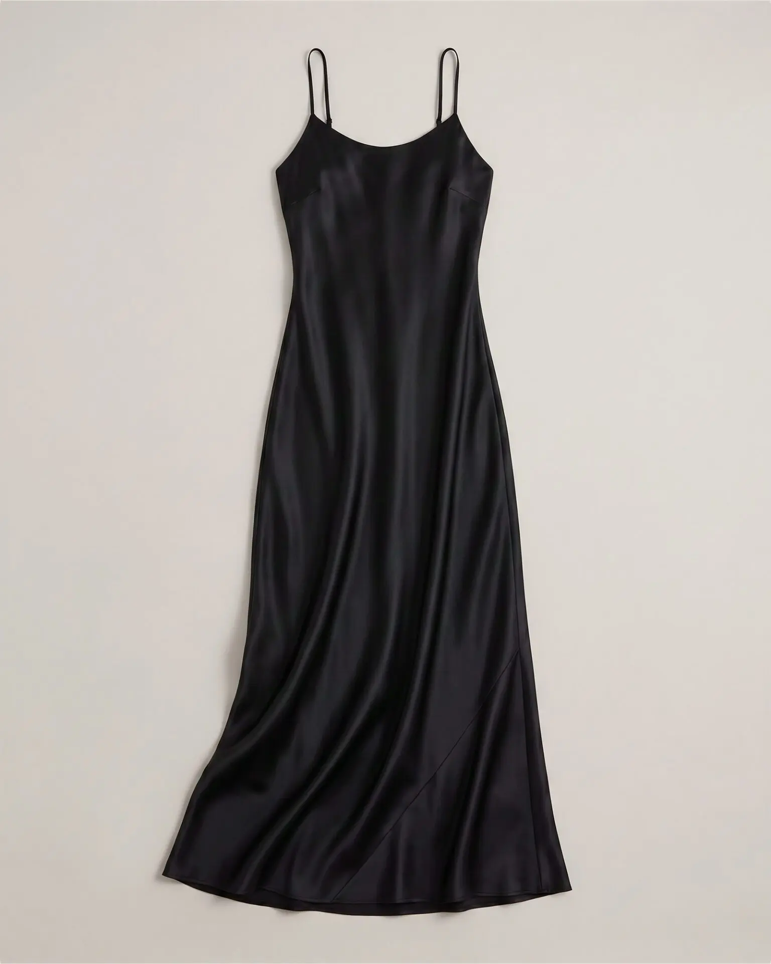 100% Washable Silk Maxi Slip Dress (Black)