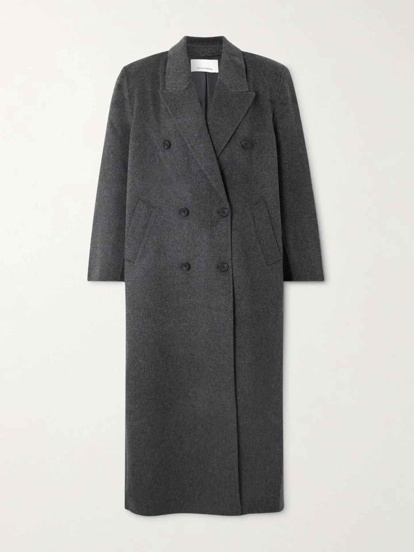 Gaia Double-Breasted Wool-Blend Coat (Dark Gray)