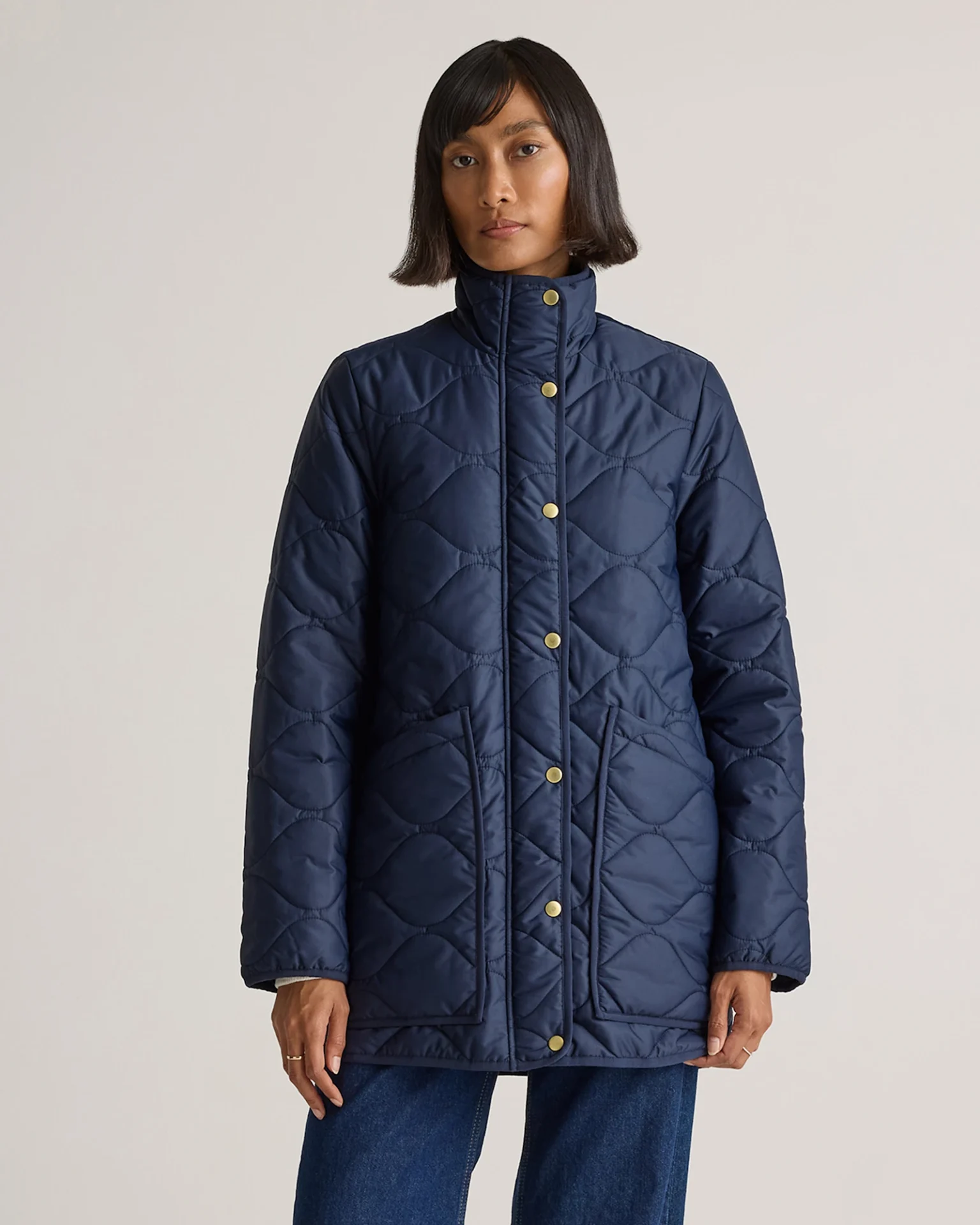 Featherless Quilted Long Puffer Jacket (Admiral)