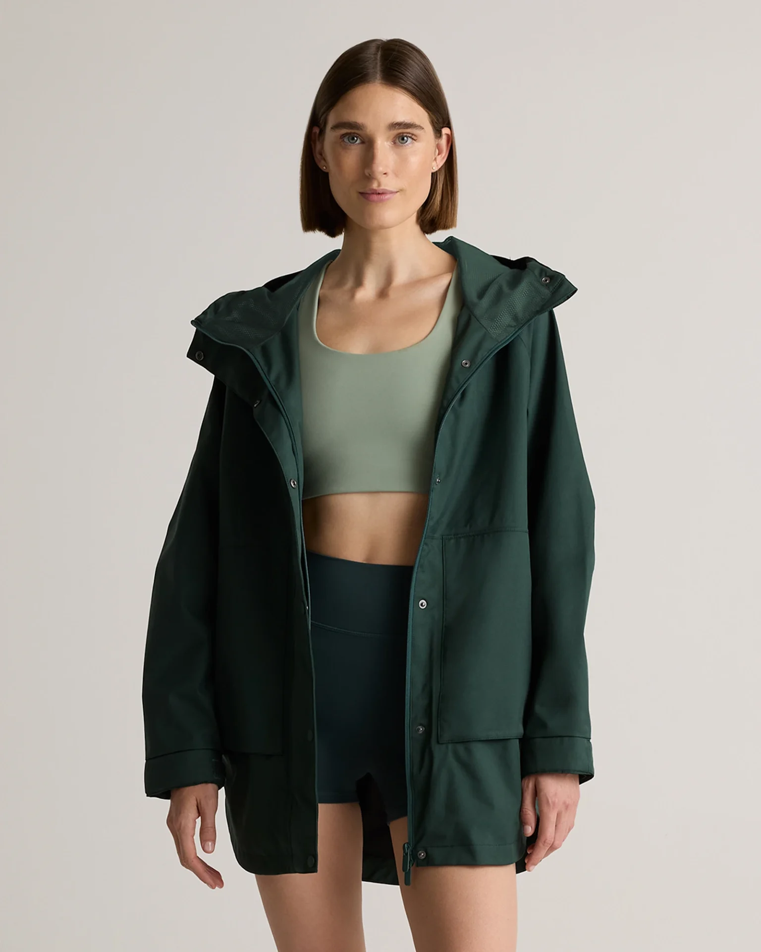 Weather Proof Oversized Rain Jacket (Dark Spruce)
