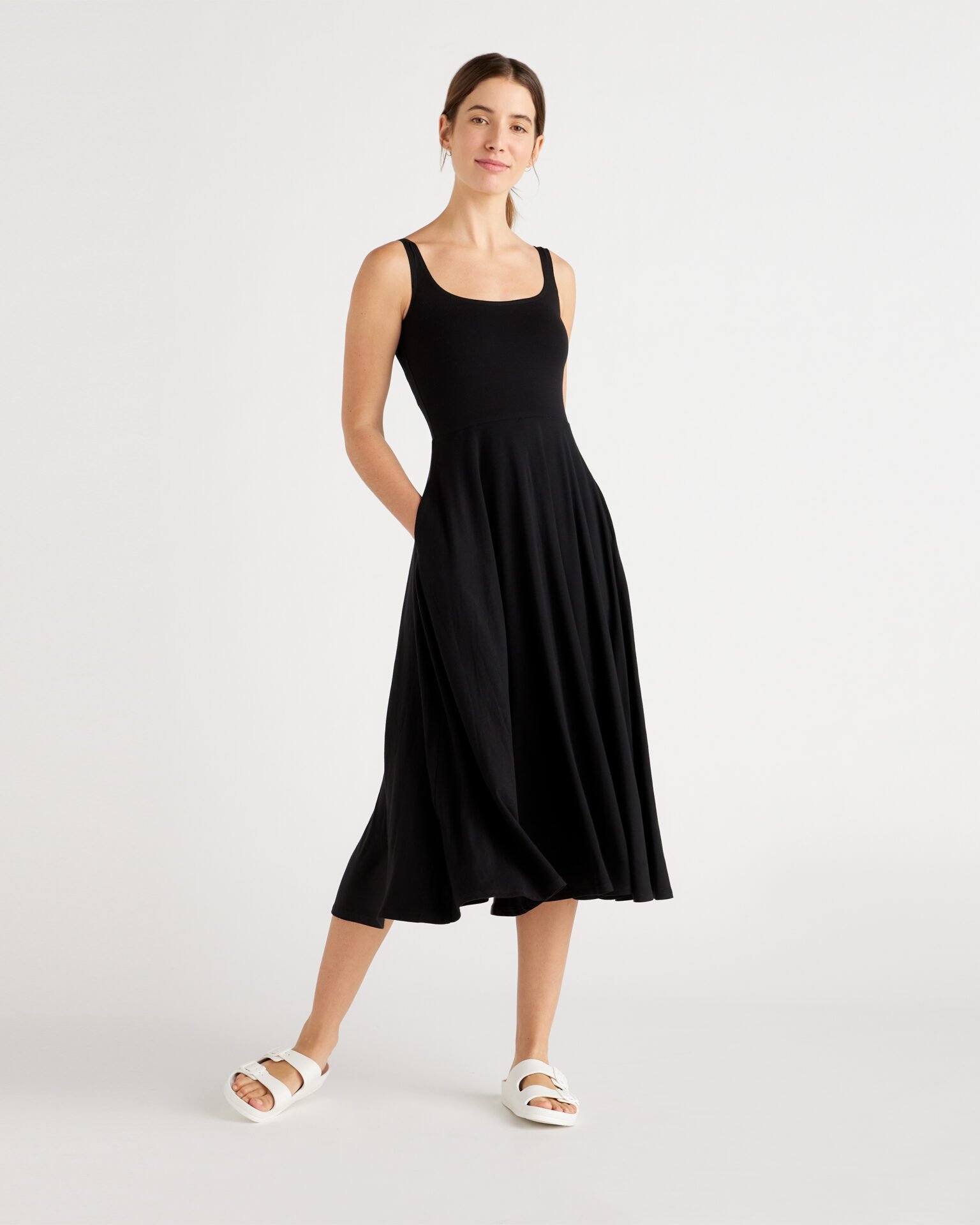 Tencel Jersey Fit & Flare Dress (Black)