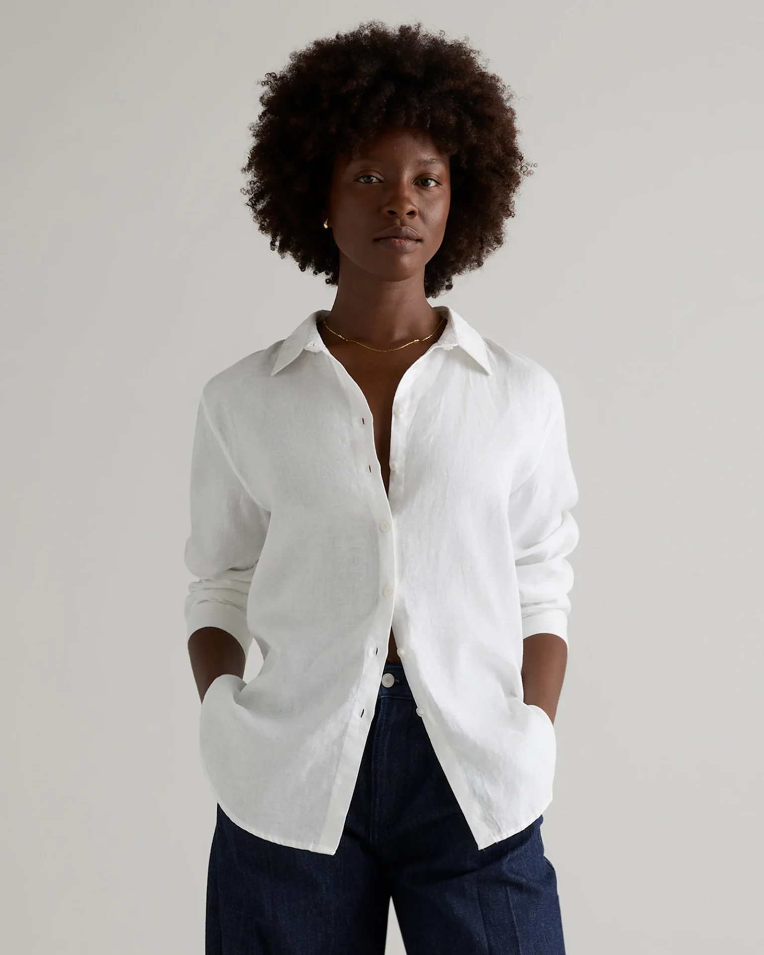 100% European Linen Shirt (White)