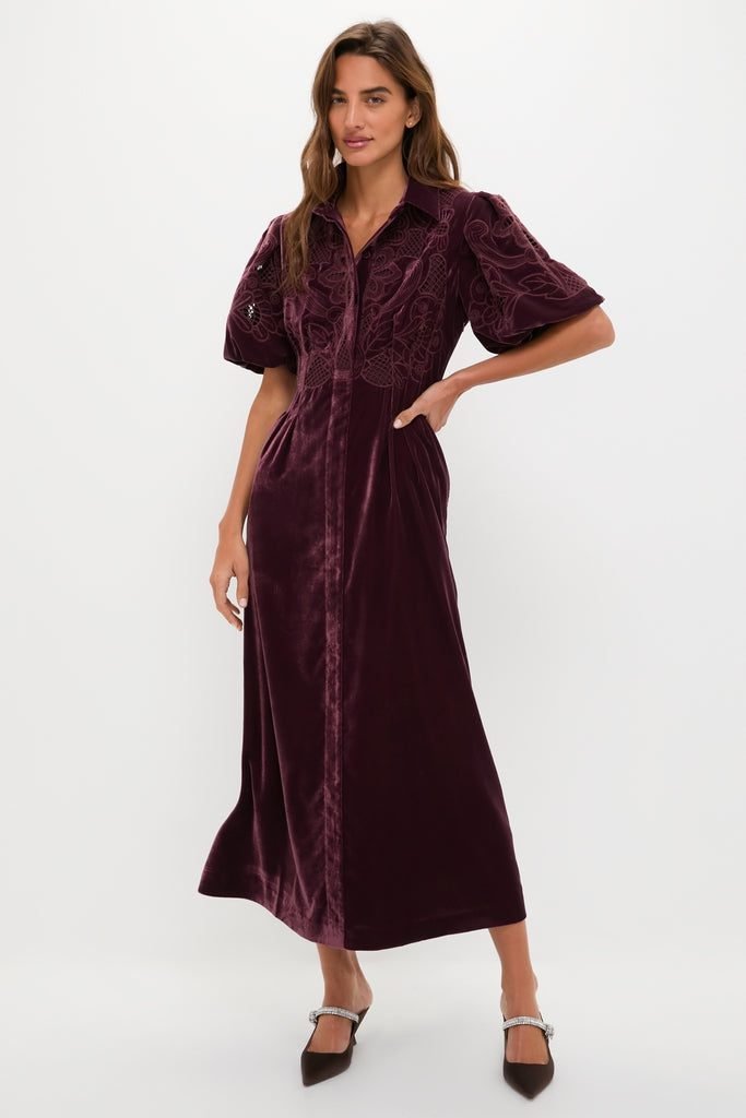 Winetasting Velvet Lace Delaney Dress