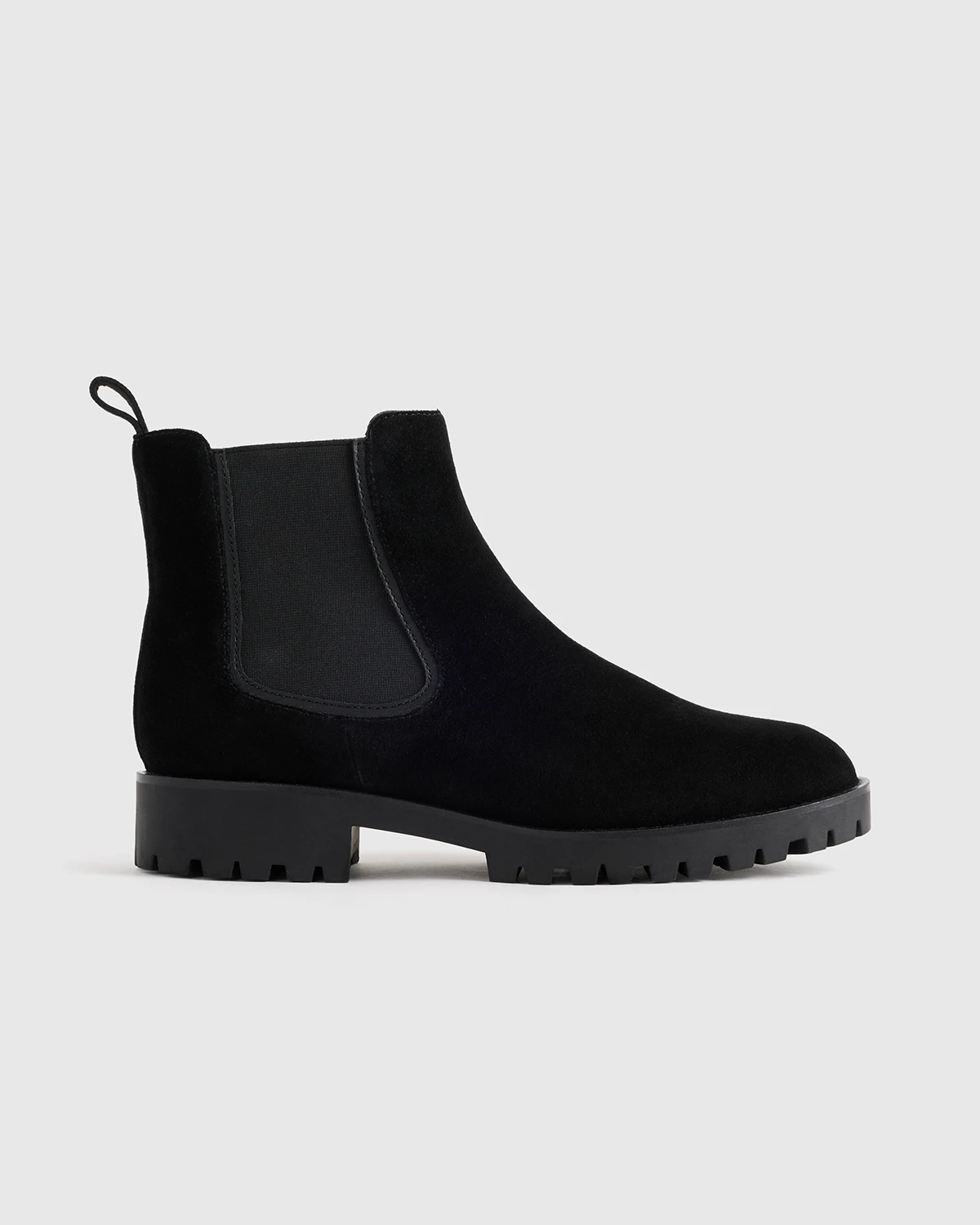 Italian Suede Lug Sole Chelsea Boot (Black)
